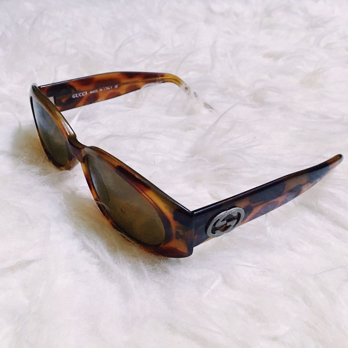 image of Avant Garde x Gucci Vintage Gucci Oval Sunglasses in Leopard, Men's