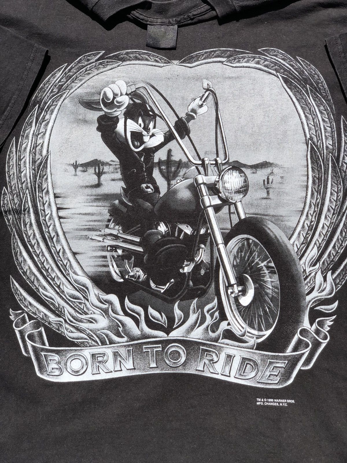 Cartoon Network Vintage 1996 Bugs Bunny Biker Born To Ride Tee (Space) Size US L / EU 52-54 / 3 - 2 Thumbnail
