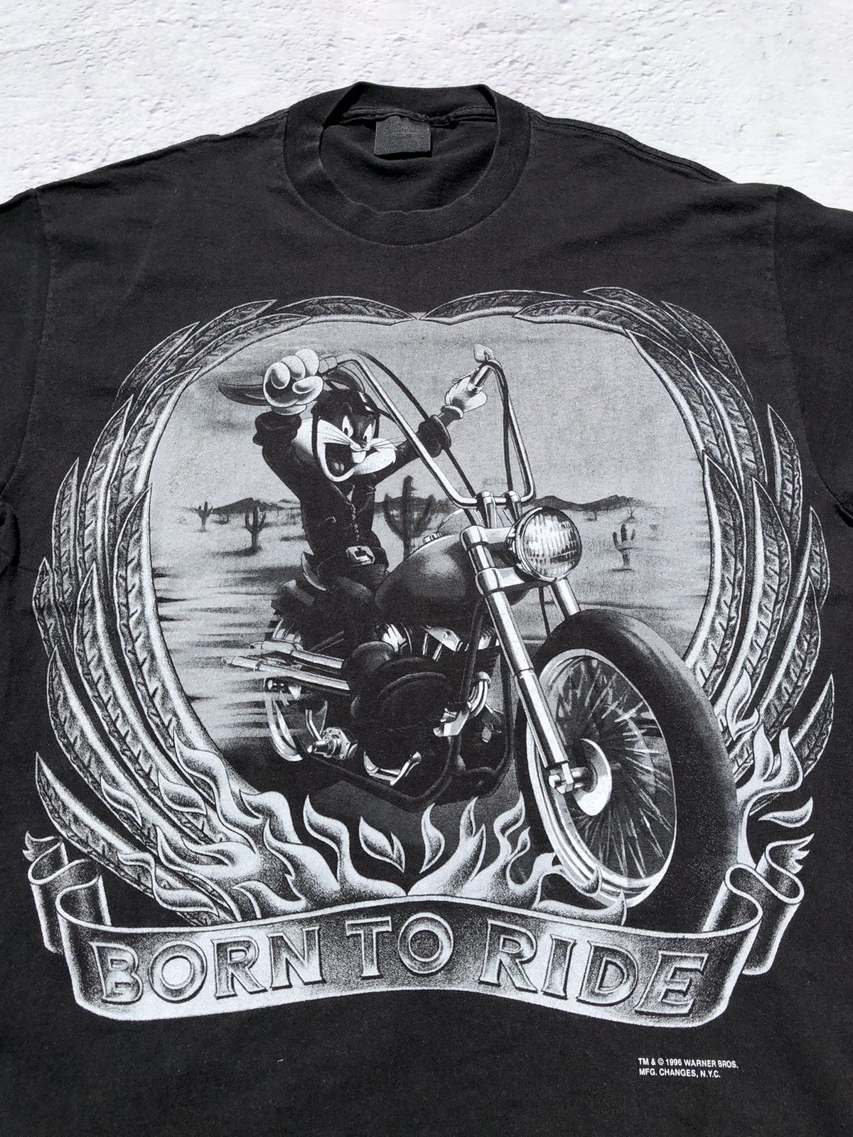 Cartoon Network Vintage 1996 Bugs Bunny Biker Born To Ride Tee (Space) Size US L / EU 52-54 / 3 - 3 Thumbnail