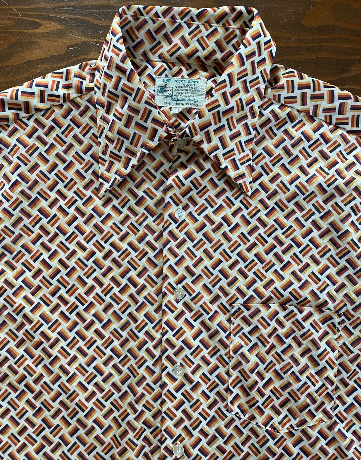 Retrofit Vintage 70’s Kmart Polyester Long Sleeve Button Up Size US L / EU 52-54 / 3 - 6 Thumbnail