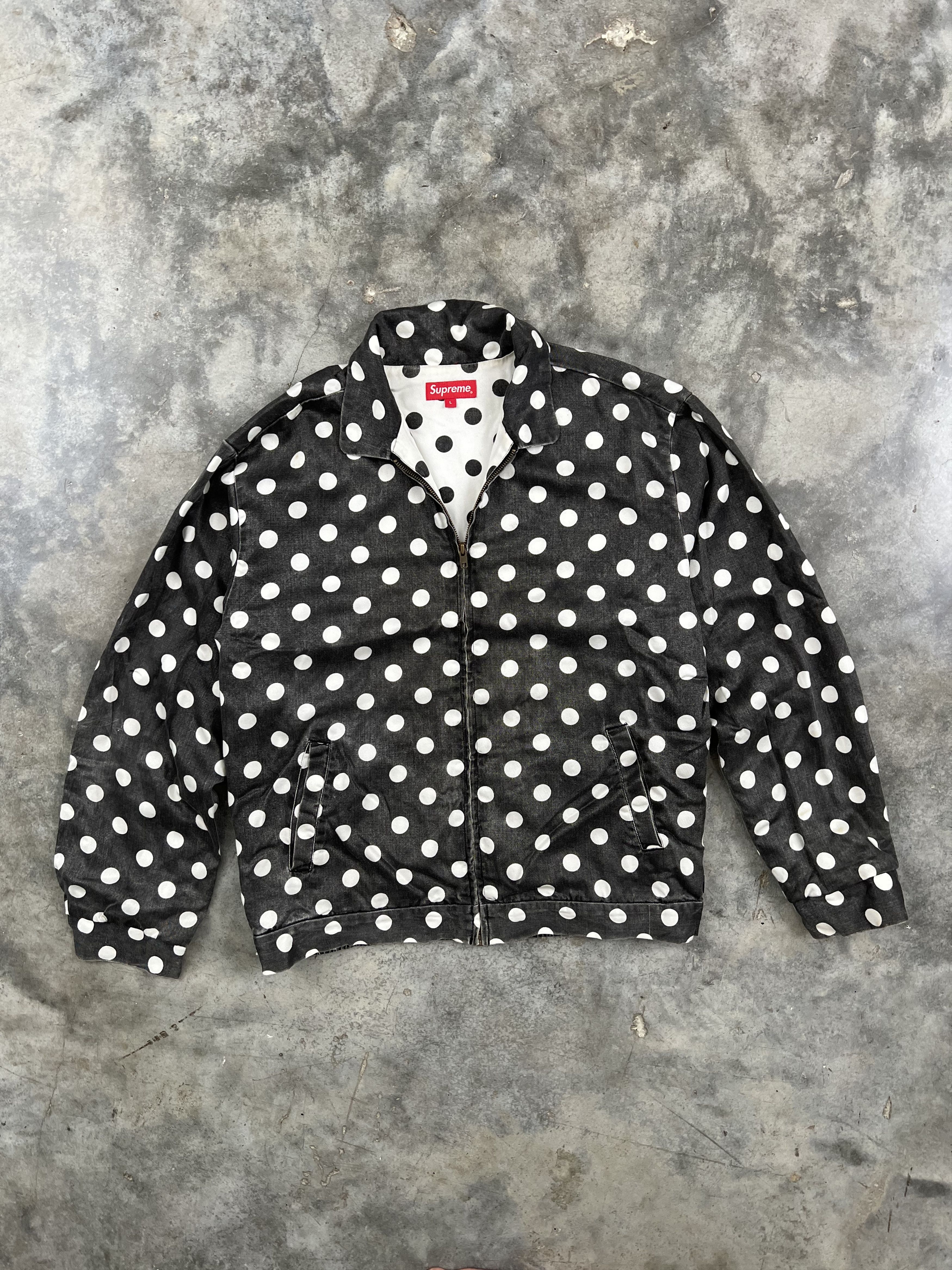 image of Supreme Polka Dots Rayon Work Jacket Black Ny Box, Men's (Size Large)