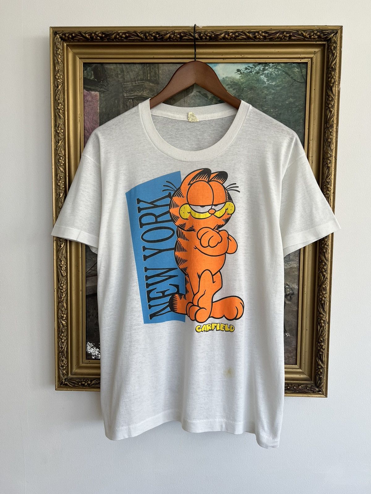 Cartoon Network Vintage 80s Garfield New York White Tee (Calvin and Hobbes) Size US L / EU 52-54 / 3 - 1 Thumbnail