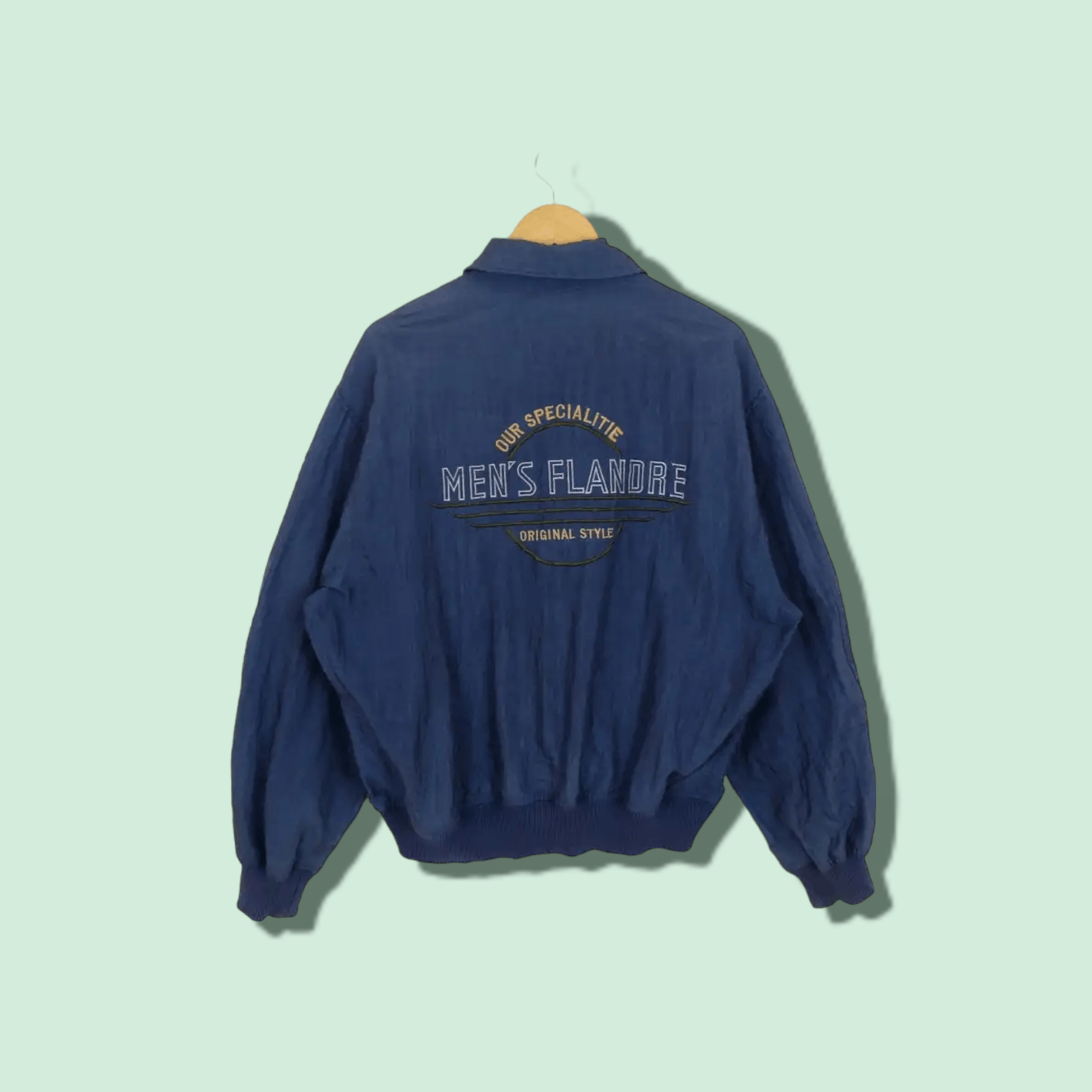 Japanese Brand MEN'S FLANDRE Big Logo Bomber Style Flight Jacket Size US XL / EU 56 / 4 - 1 Thumbnail