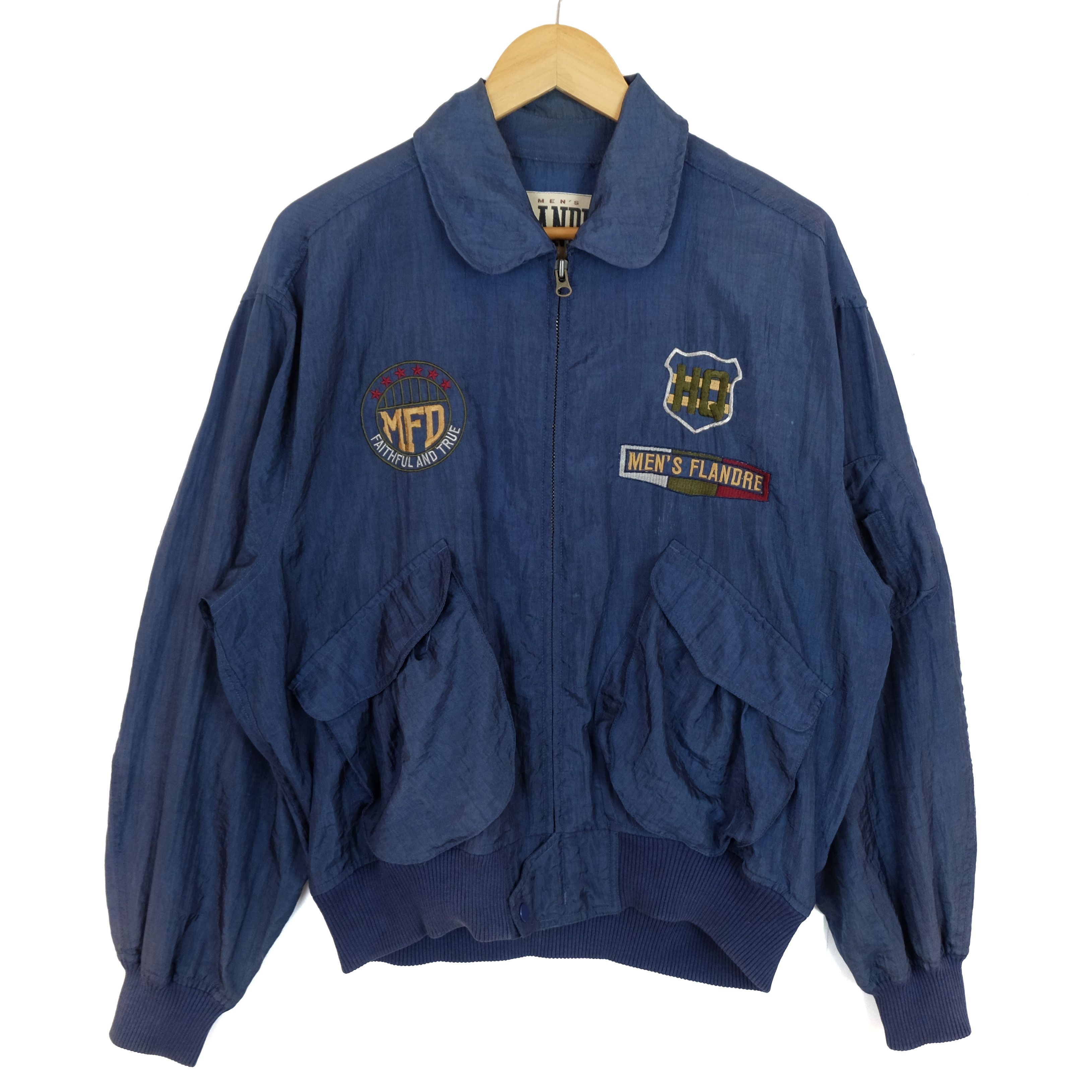 Japanese Brand MEN'S FLANDRE Big Logo Bomber Style Flight Jacket Size US XL / EU 56 / 4 - 5 Thumbnail