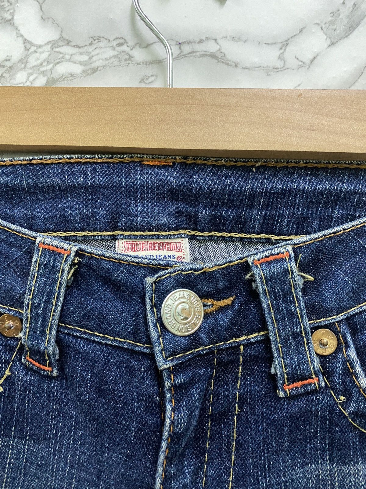 True Religion × Vintage Vintage TRUE RELIGION Back Logo Flared Bootcut Denim Pant Size US 27 - 6 Thumbnail