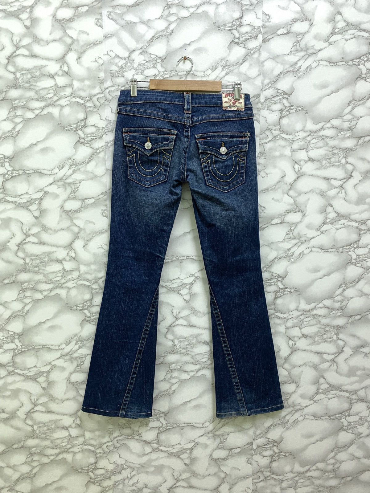True Religion × Vintage Vintage TRUE RELIGION Back Logo Flared Bootcut Denim Pant Size US 27 - 1 Thumbnail