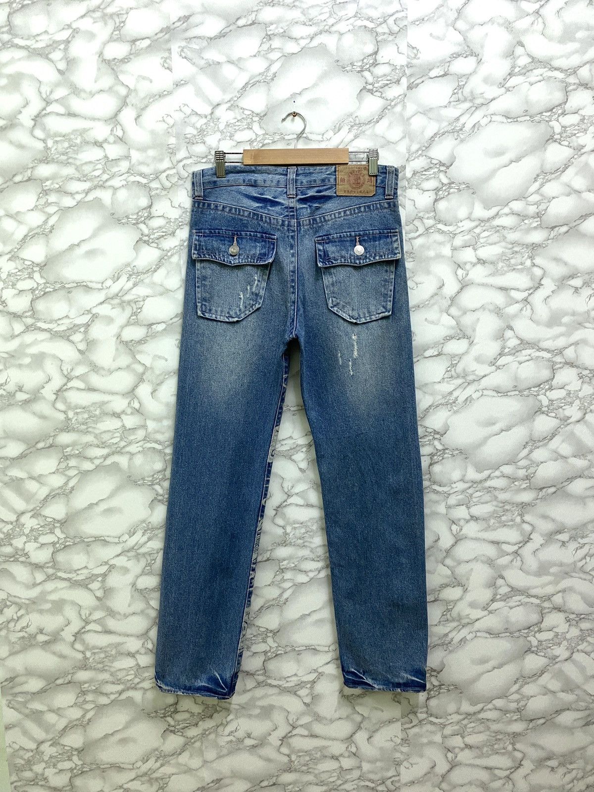 Japanese Brand × Vintage Vintage KARAKURI TAMASHI 🐉 Acid Wash Rare Design Denim Size US 29 - 2 Thumbnail