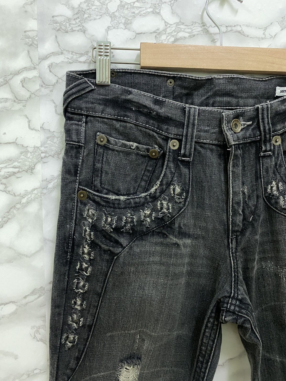If Six Was Nine × Japanese Brand × Le Grande Bleu (L.G.B.) Vintage SEMANTIC DESIGN Seditionaries Studed Anarchism Denim Size US 28 / EU 44 - 4 Thumbnail