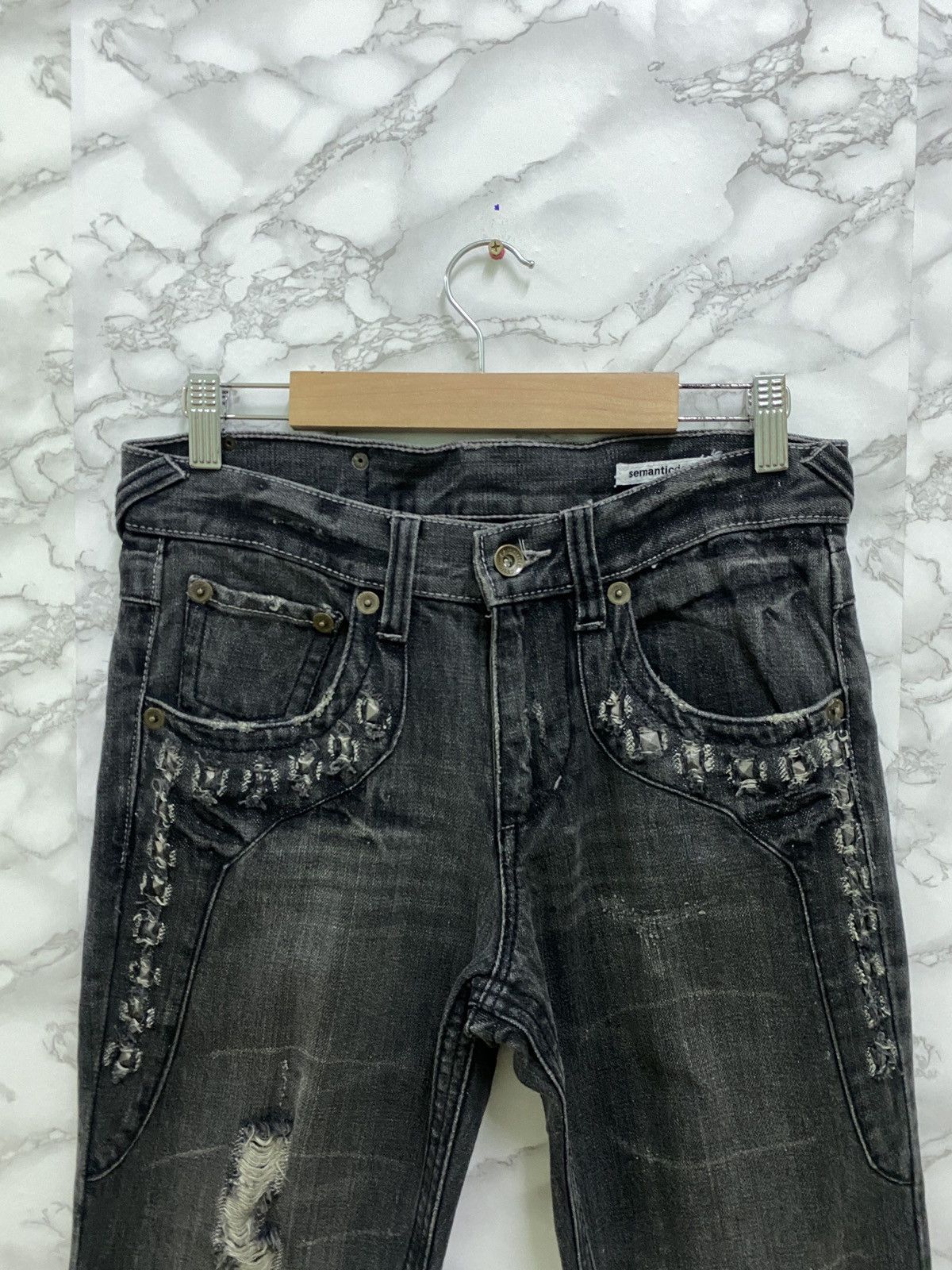 If Six Was Nine × Japanese Brand × Le Grande Bleu (L.G.B.) Vintage SEMANTIC DESIGN Seditionaries Studed Anarchism Denim Size US 28 / EU 44 - 3 Thumbnail