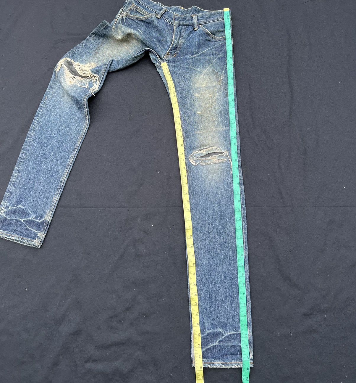 Pledge Trashed Vintage Pledge Japan Dirty Mud Denim Ripped Jeans Size US 30 / EU 46 - 23 Thumbnail