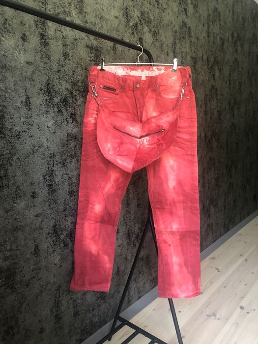 Very Rare NWT Vivienne Westwood x Lee bondage washed red pants