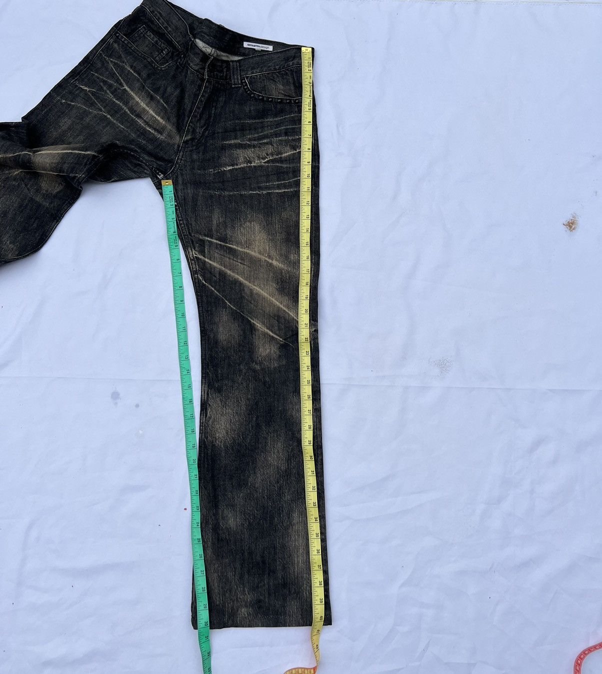 Vintage Flare Semantic Design Japan Fade Black Denim Flare Jeans Size US 32 / EU 48 - 4 Thumbnail