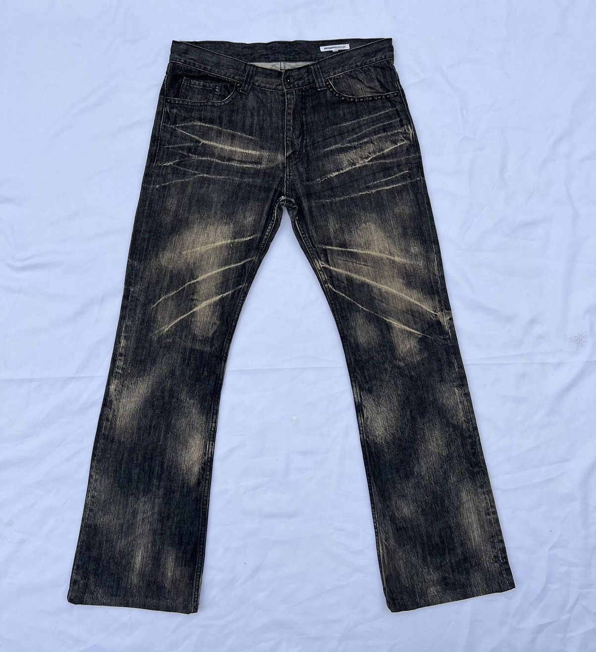 Flare Semantic Design Japan Fade Black Denim Flare Jeans