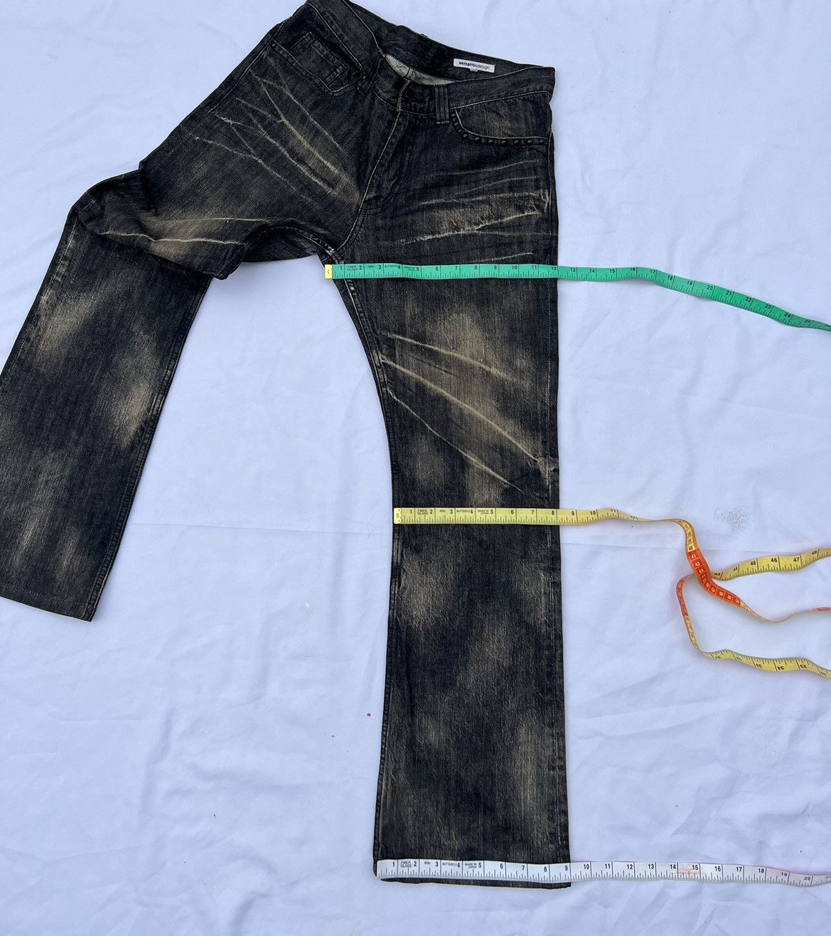 Vintage Flare Semantic Design Japan Fade Black Denim Flare Jeans Size US 32 / EU 48 - 3 Thumbnail