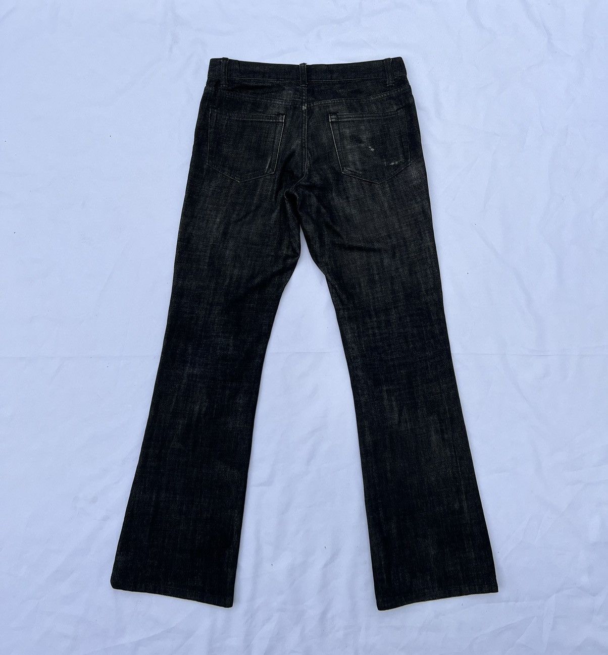 5351 POUR LES HOMMES Vintage 5351 Pour Les Homme Black Wax Denim Rips Flare Jeans Size US 30 / EU 46 - 21 Thumbnail