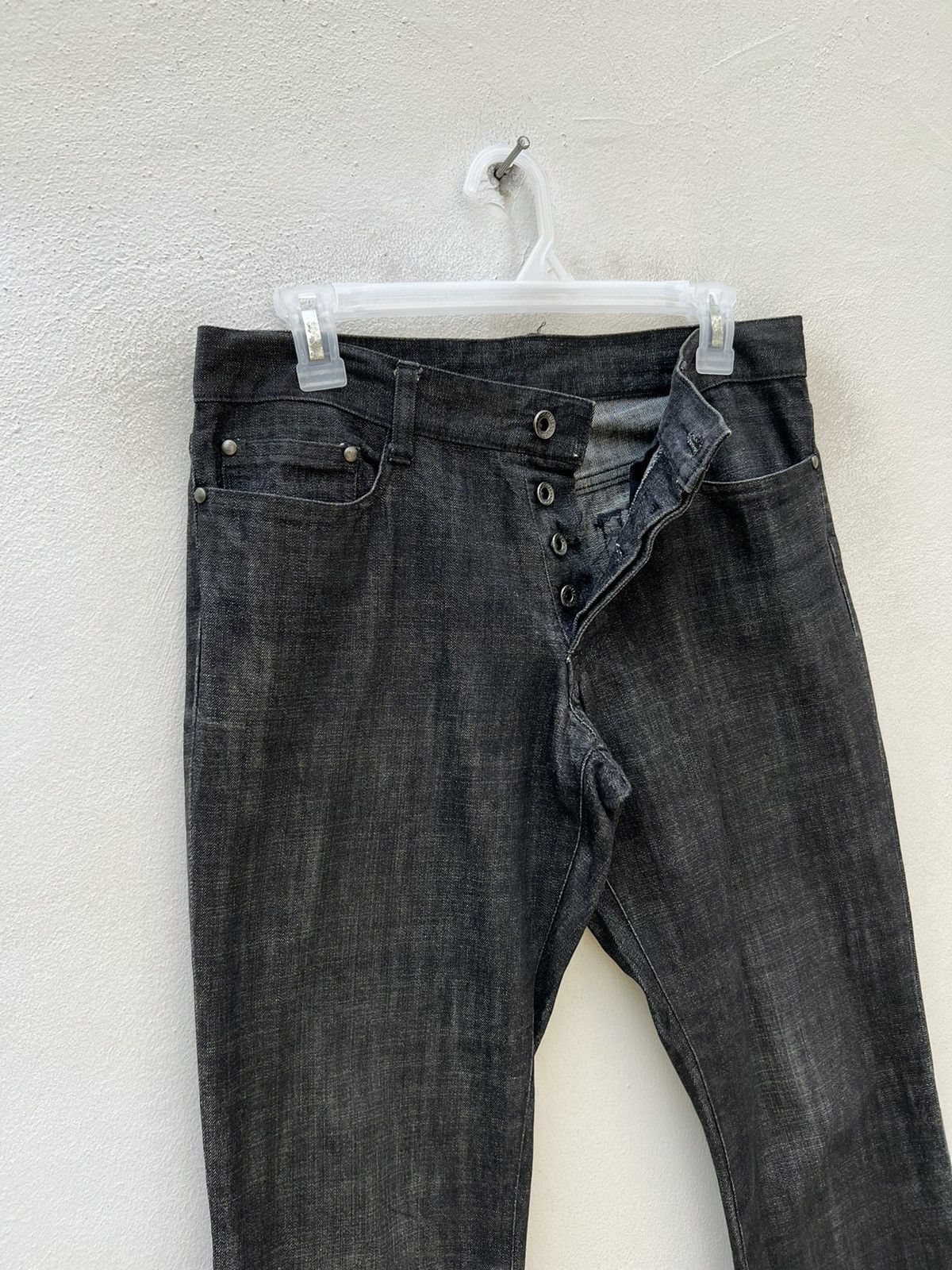 5351 POUR LES HOMMES Vintage 5351 Pour Les Homme Black Wax Denim Rips Flare Jeans Size US 30 / EU 46 - 3 Thumbnail