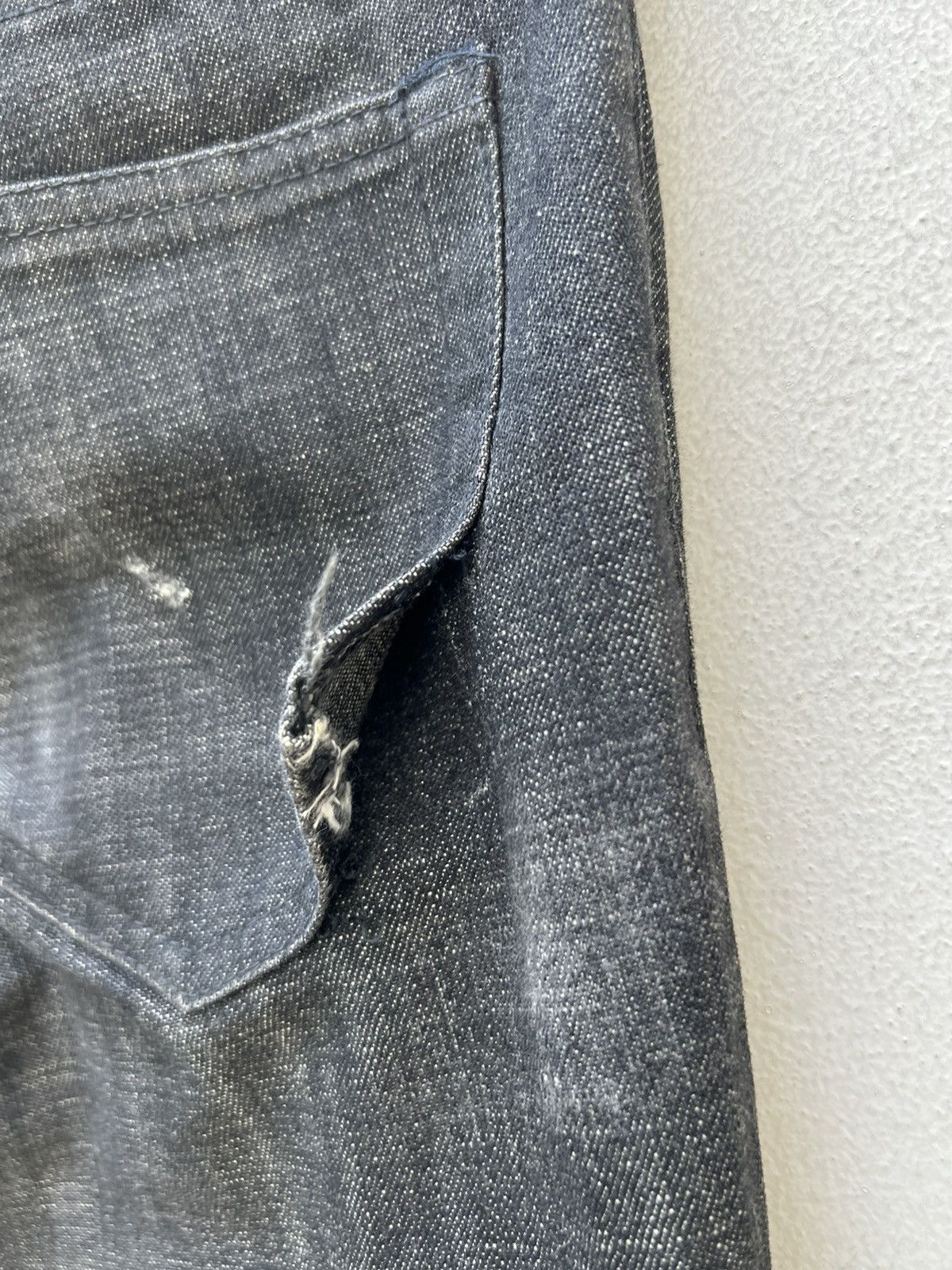 5351 POUR LES HOMMES Vintage 5351 Pour Les Homme Black Wax Denim Rips Flare Jeans Size US 30 / EU 46 - 13 Thumbnail