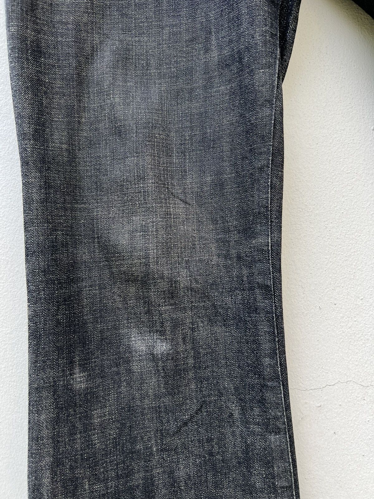 5351 POUR LES HOMMES Vintage 5351 Pour Les Homme Black Wax Denim Rips Flare Jeans Size US 30 / EU 46 - 5 Thumbnail