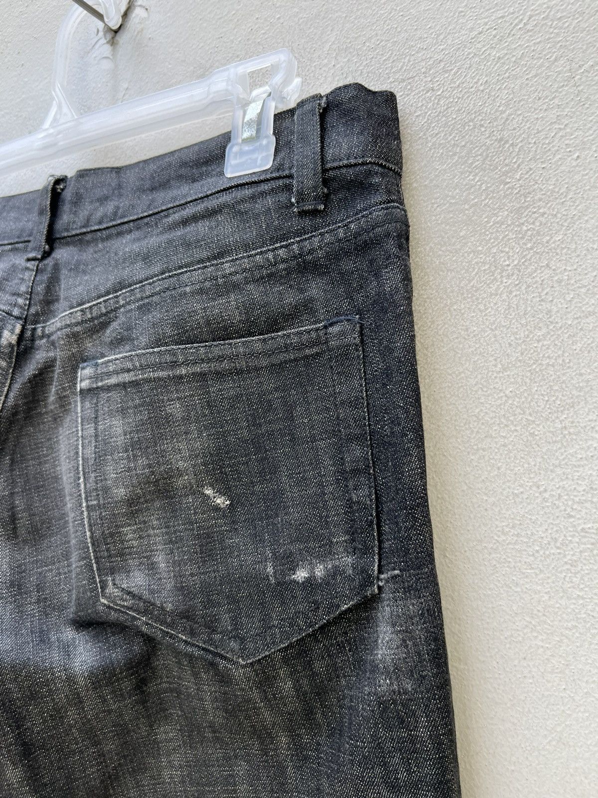 5351 POUR LES HOMMES Vintage 5351 Pour Les Homme Black Wax Denim Rips Flare Jeans Size US 30 / EU 46 - 12 Thumbnail