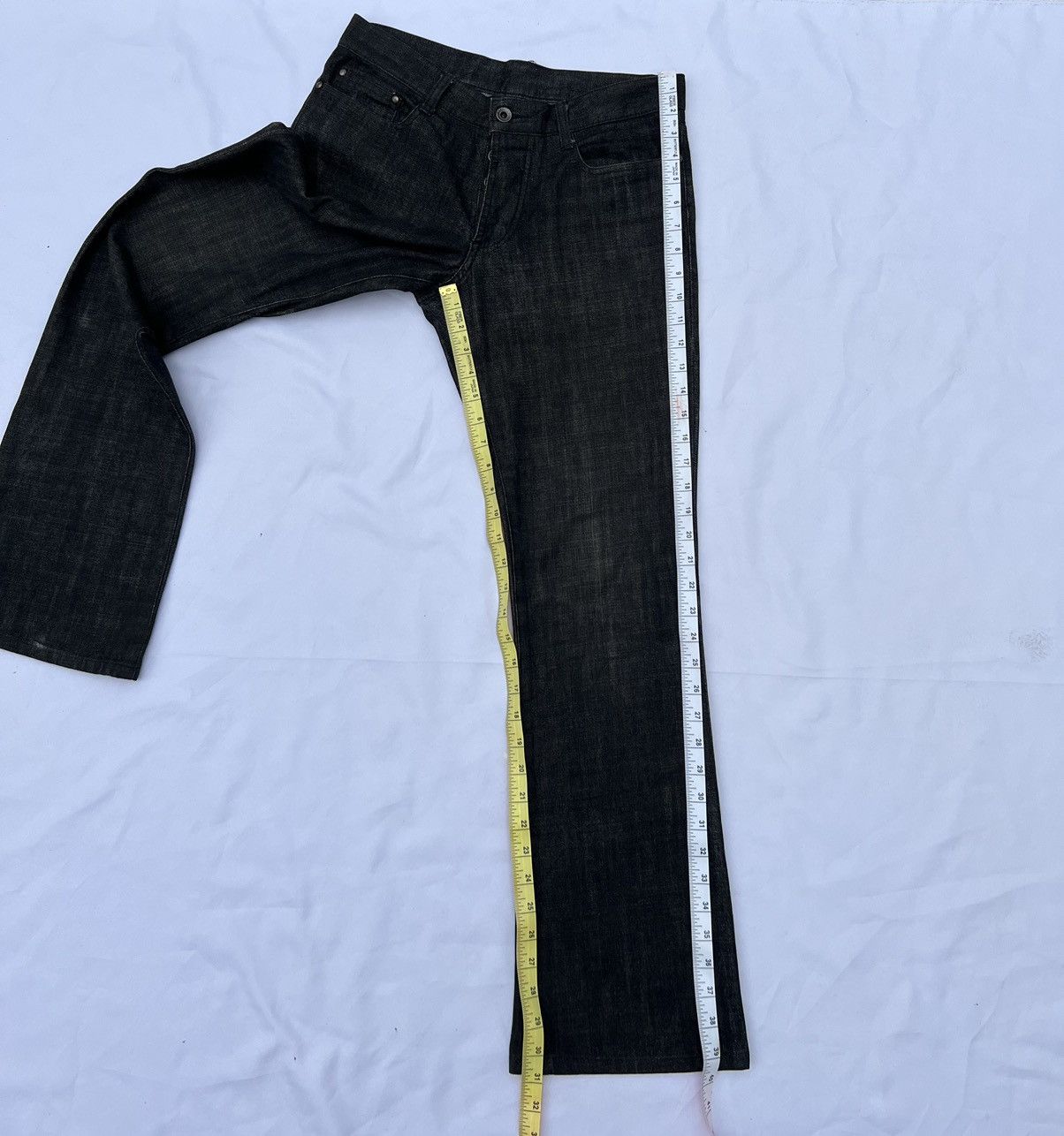 5351 POUR LES HOMMES Vintage 5351 Pour Les Homme Black Wax Denim Rips Flare Jeans Size US 30 / EU 46 - 20 Thumbnail