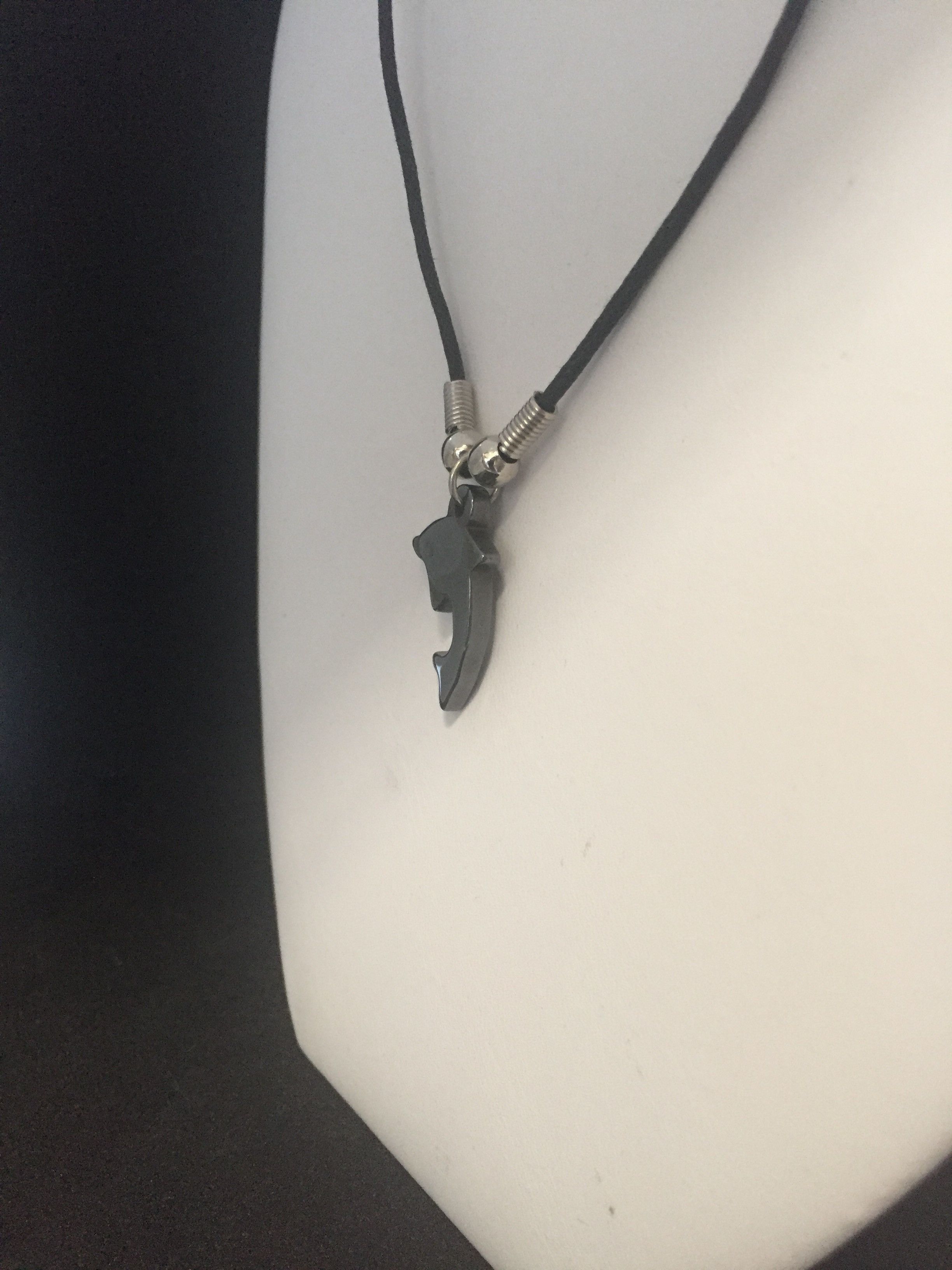 Handmade Dolphin Black Leather Necklace Size ONE SIZE - 2 Thumbnail