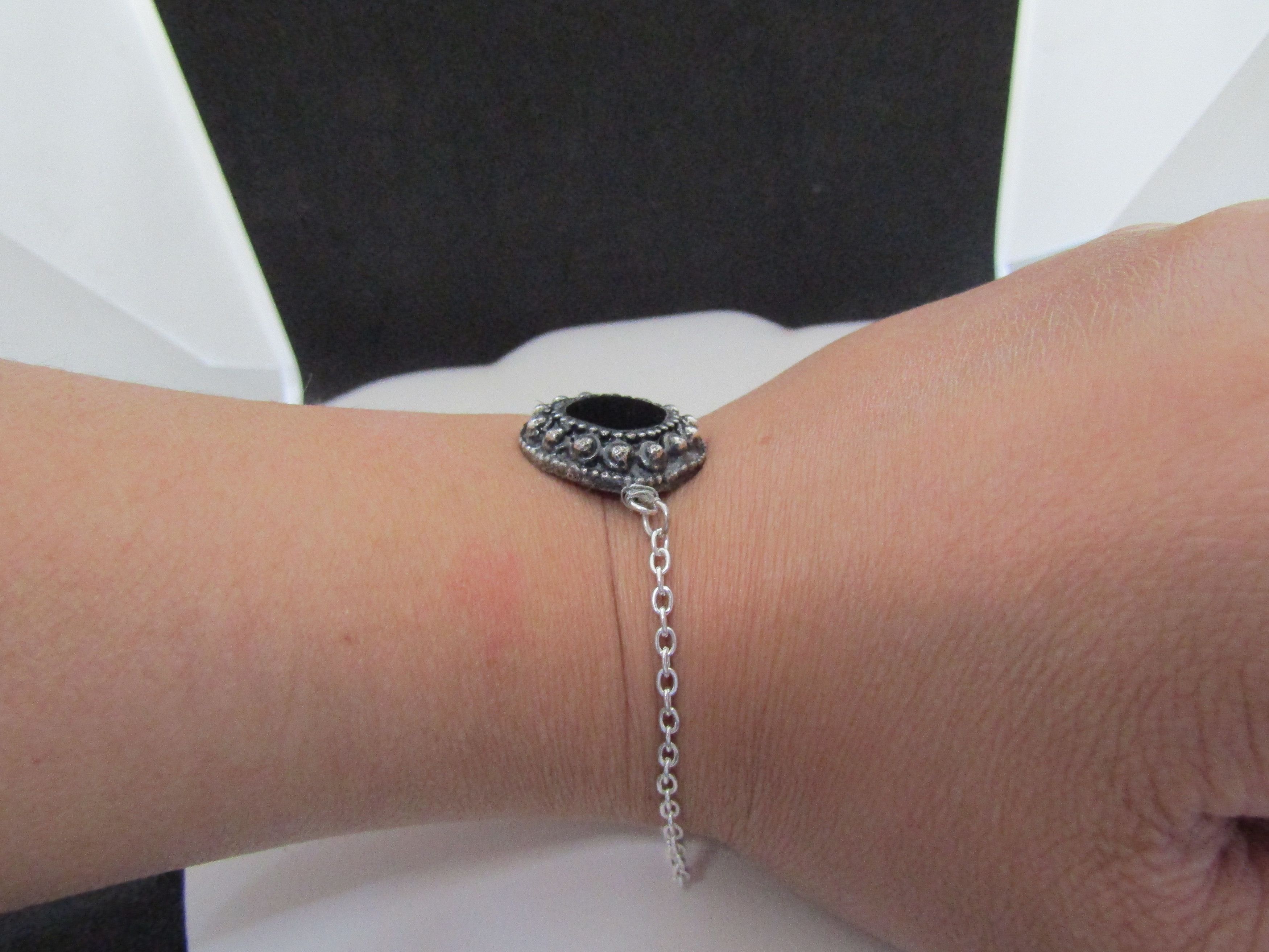 Handmade Black Cz Tibetan Silver Bracelet Size ONE SIZE - 3 Thumbnail