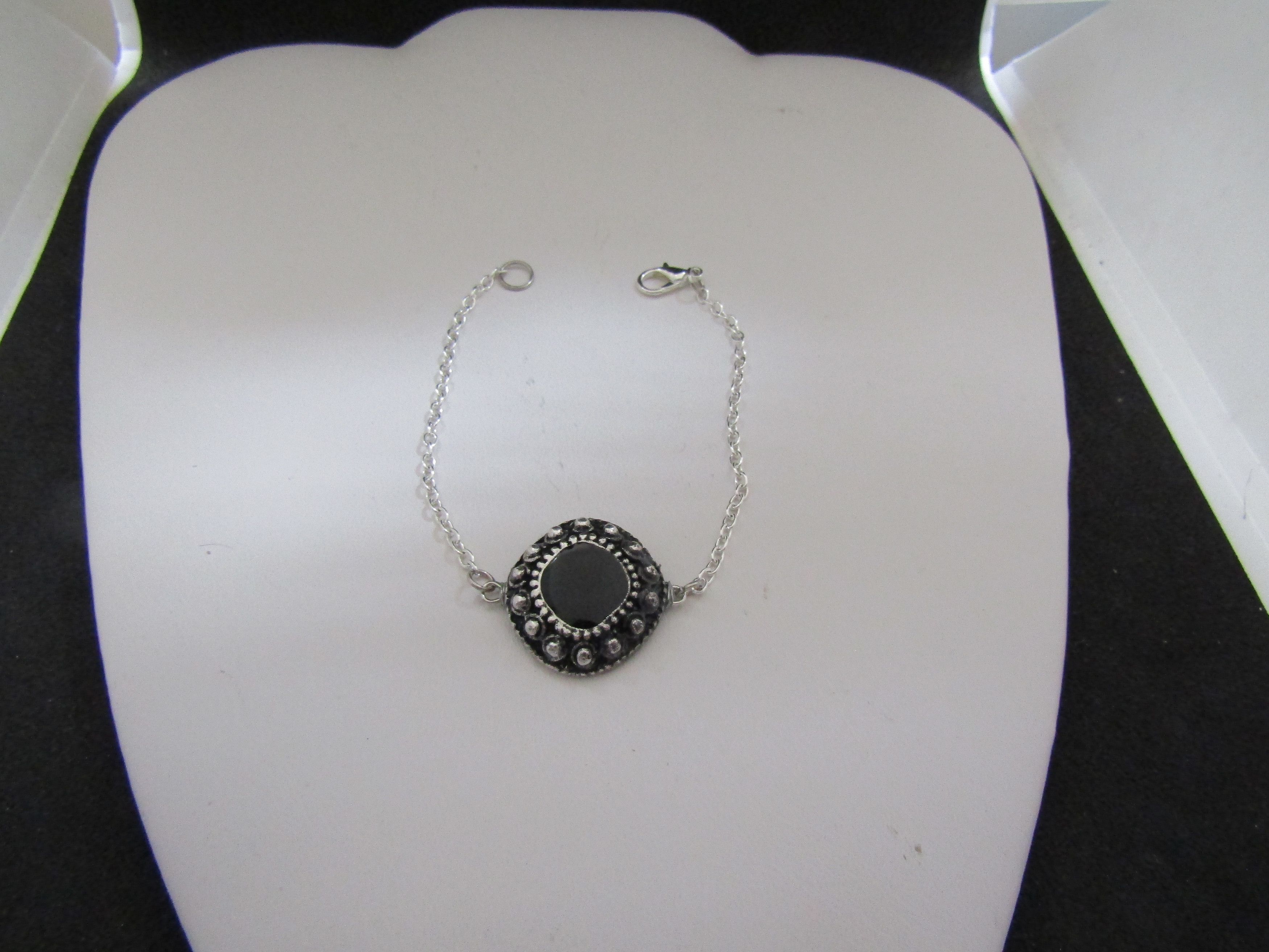 Handmade Black Cz Tibetan Silver Bracelet Size ONE SIZE - 1 Thumbnail