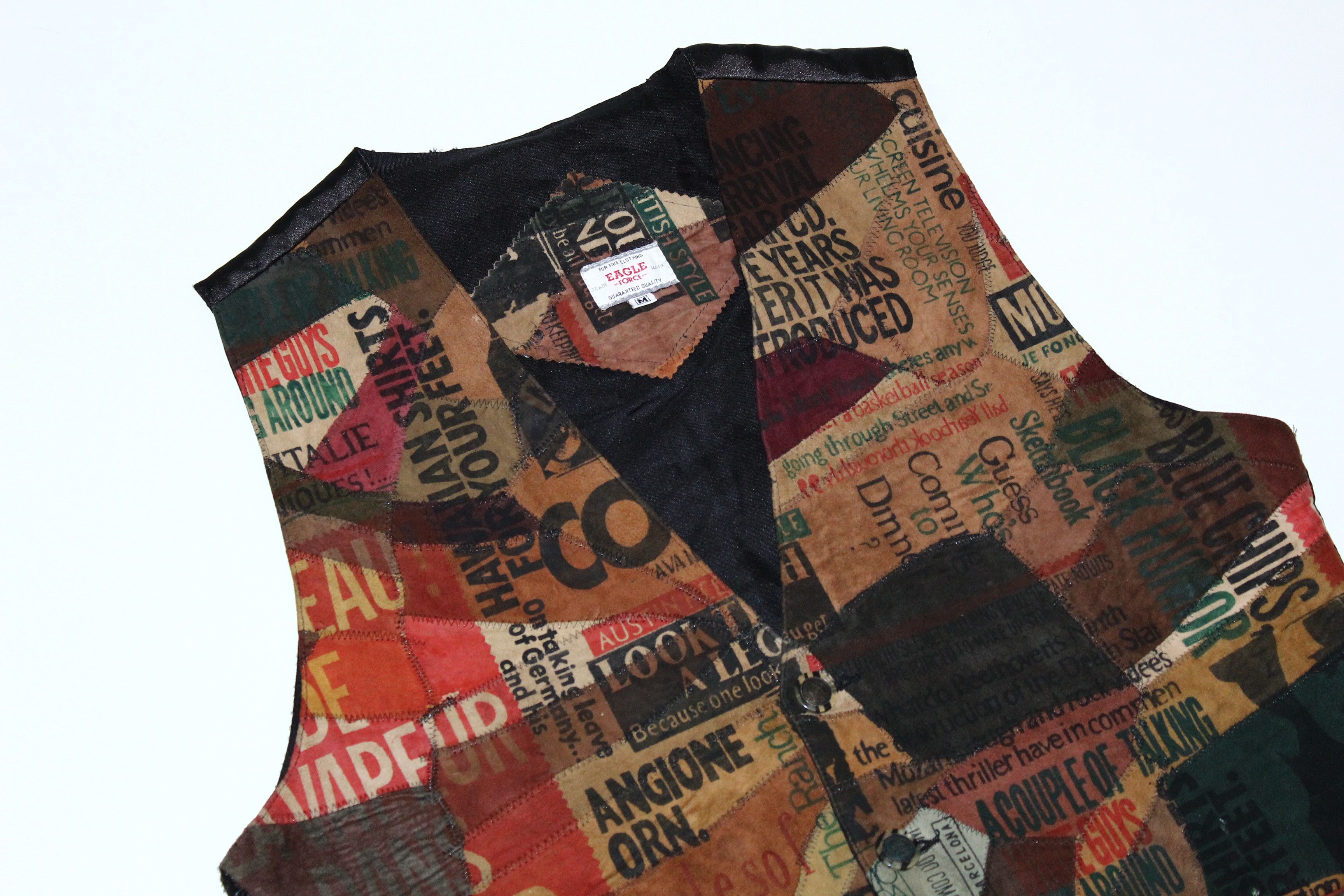 Vintage Vintage Eagle Forse Bikers Design Patchwork Leather Vest Size US L / EU 52-54 / 3 - 2 Thumbnail