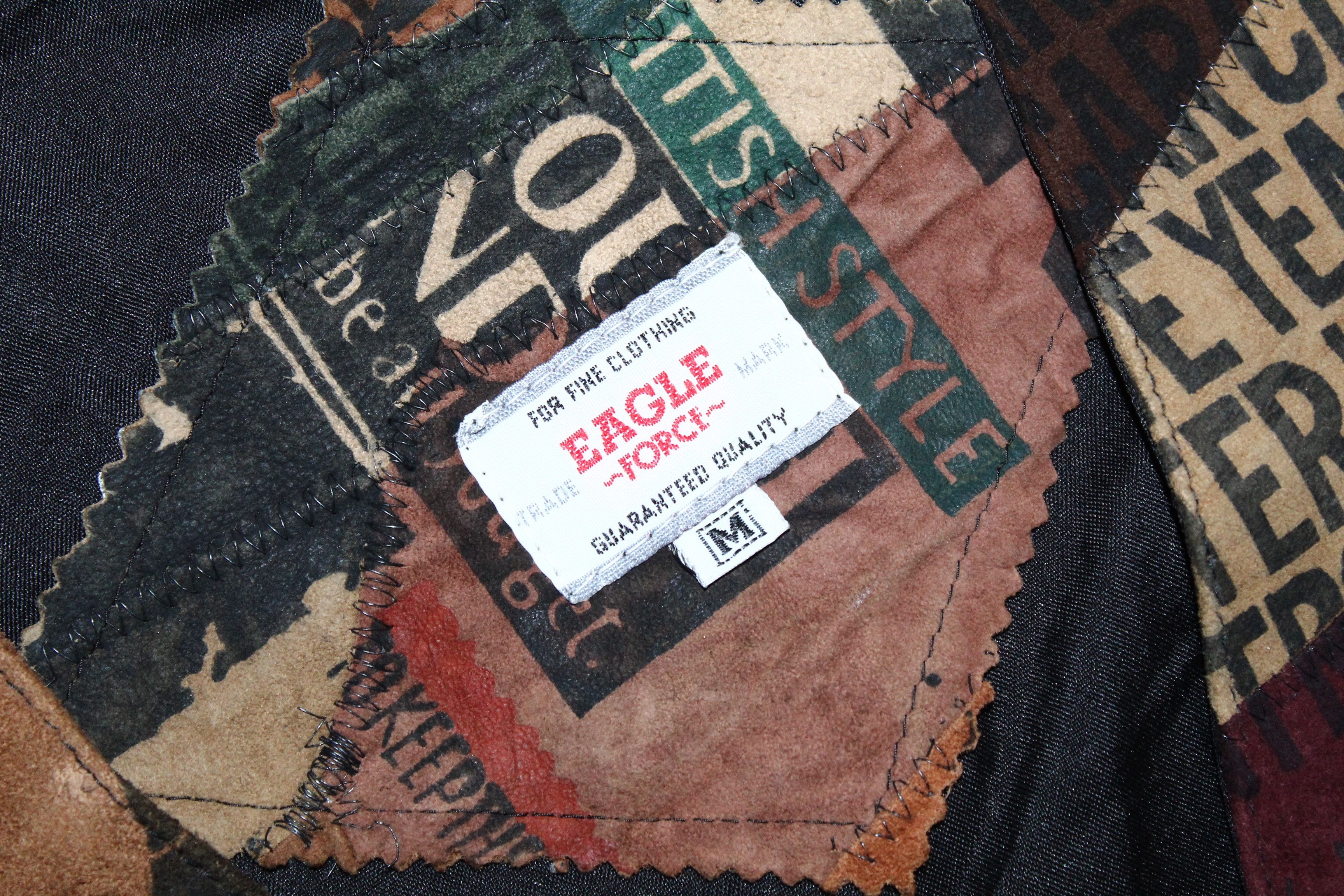 Vintage Vintage Eagle Forse Bikers Design Patchwork Leather Vest Size US L / EU 52-54 / 3 - 6 Thumbnail