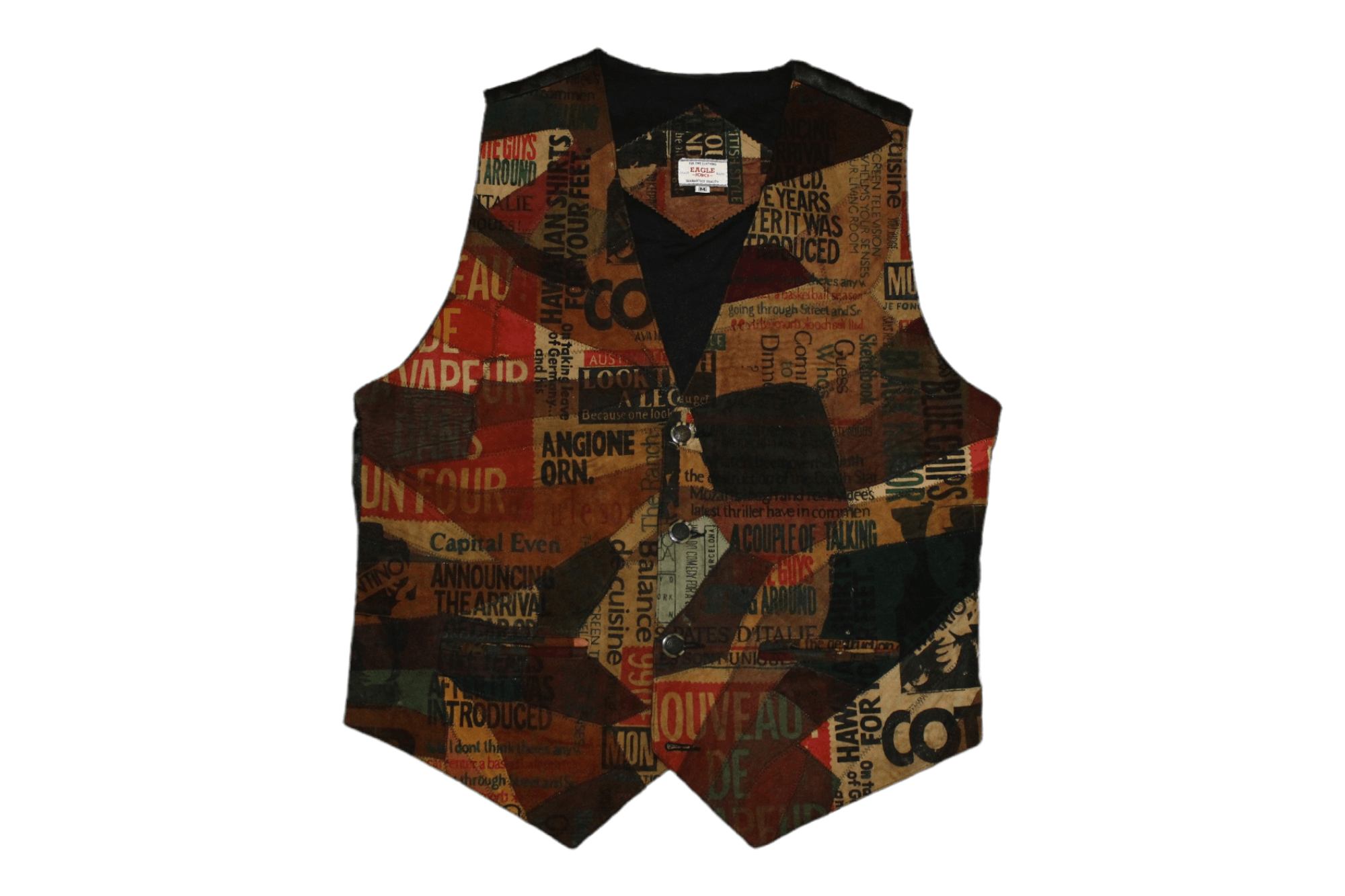 Vintage Vintage Eagle Forse Bikers Design Patchwork Leather Vest Size US L / EU 52-54 / 3 - 1 Thumbnail