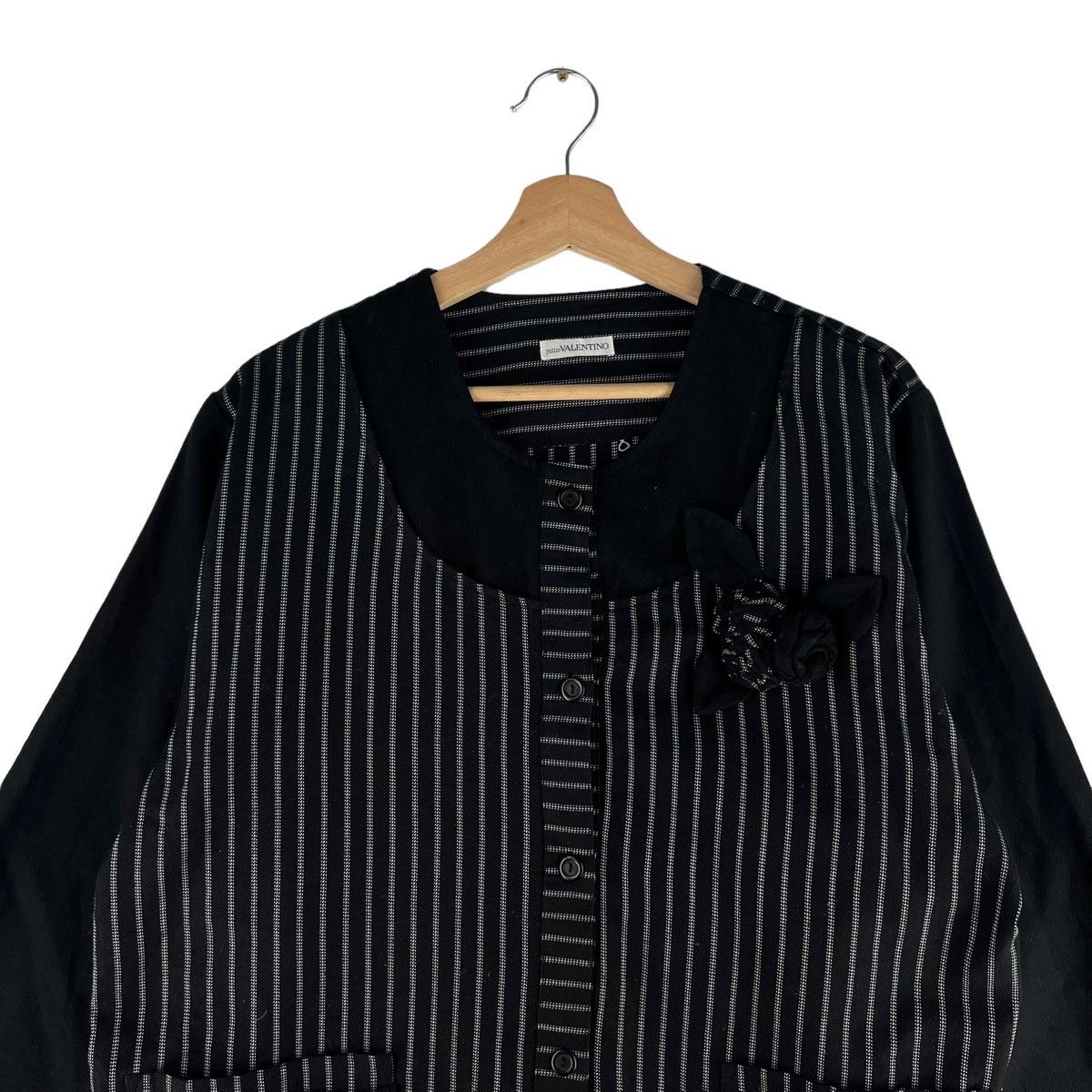 Japanese Brand VINTAGE JULLIO VALENTINO PINSTRIPED CHORE JACKET Size US M / EU 48-50 / 2 - 2 Thumbnail