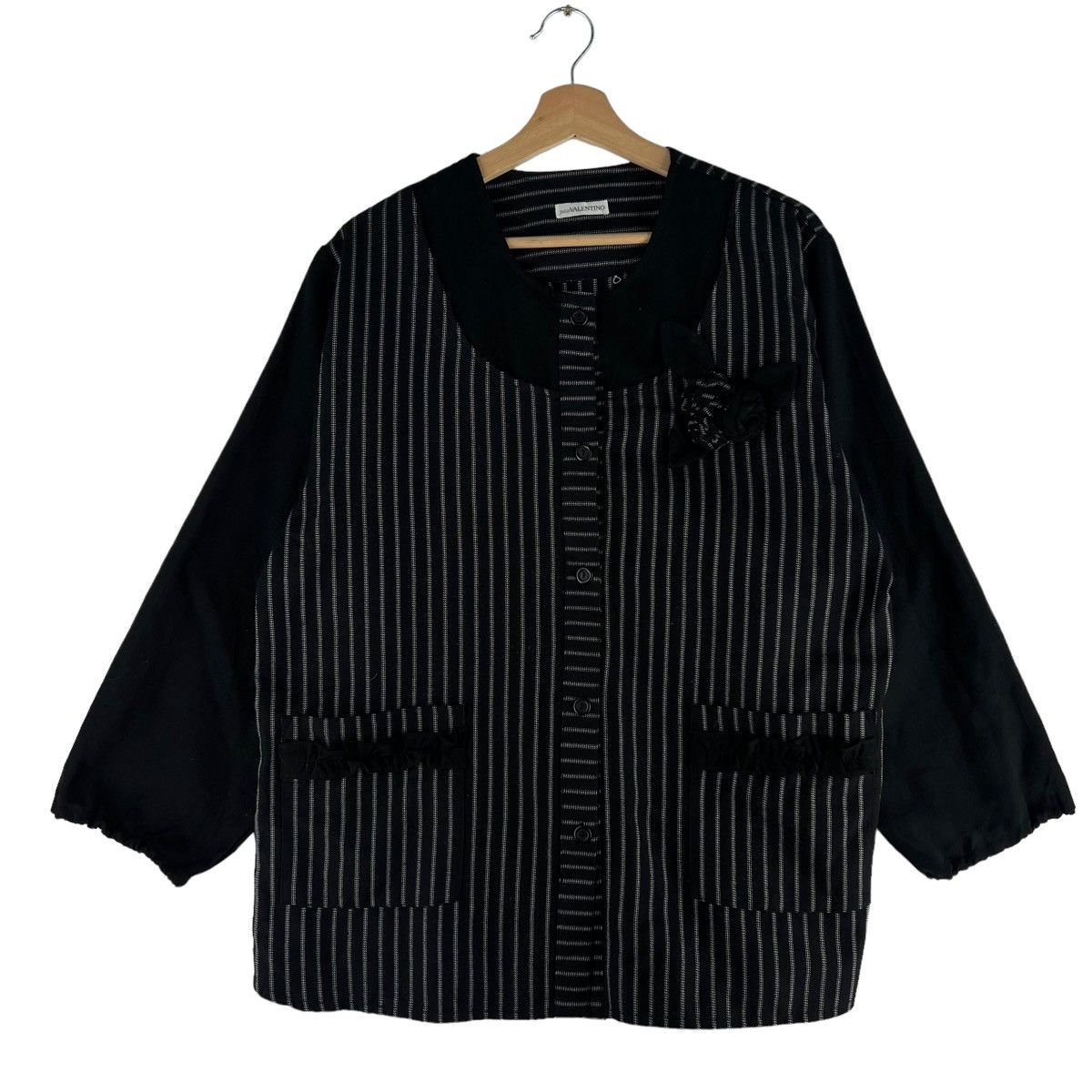 Japanese Brand VINTAGE JULLIO VALENTINO PINSTRIPED CHORE JACKET Size US M / EU 48-50 / 2 - 1 Thumbnail