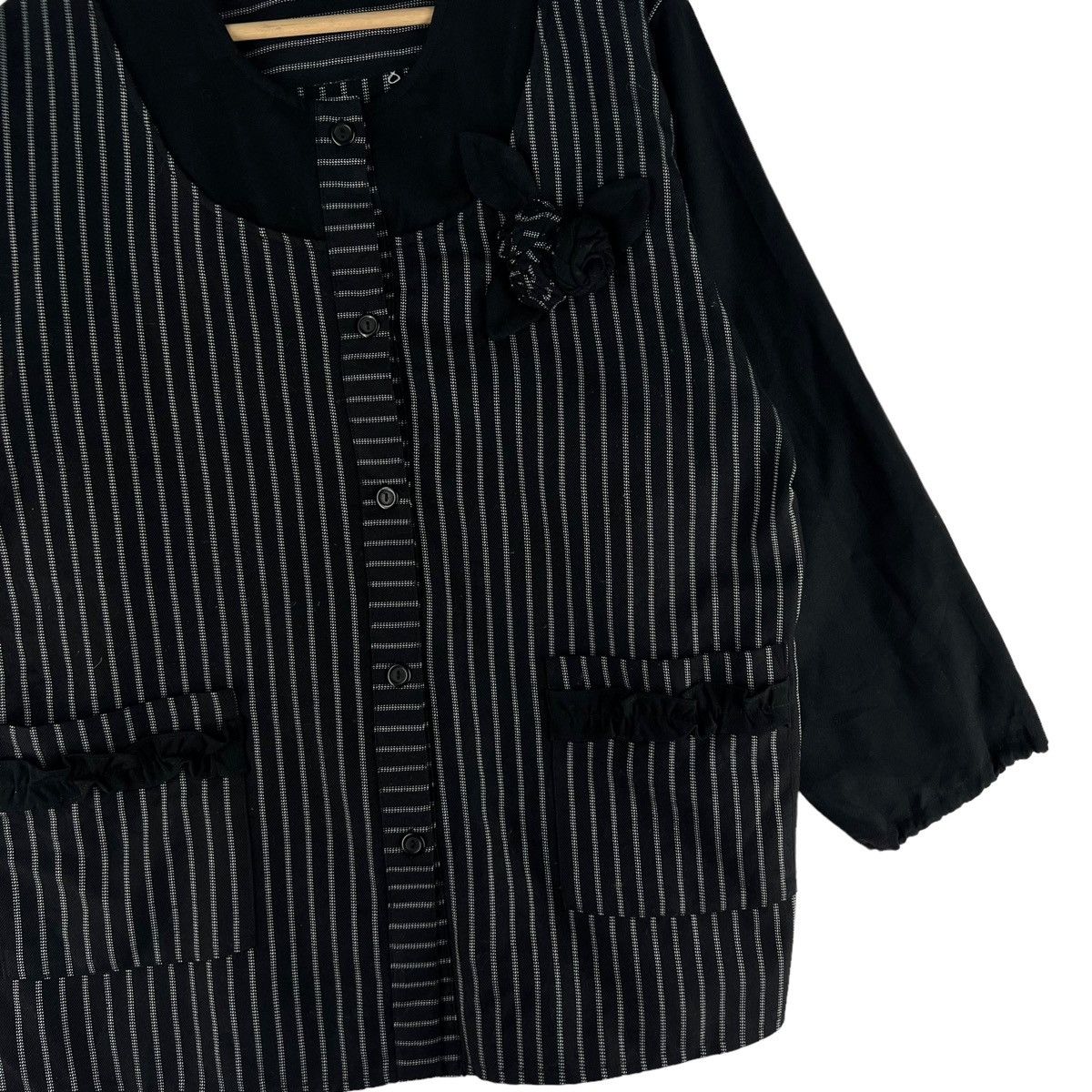 Japanese Brand VINTAGE JULLIO VALENTINO PINSTRIPED CHORE JACKET Size US M / EU 48-50 / 2 - 5 Thumbnail