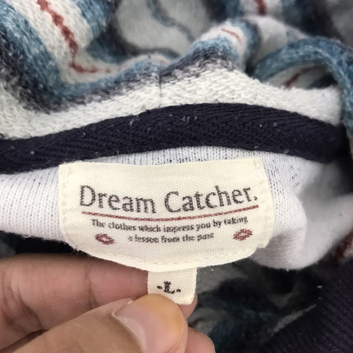 Vintage DREAM CATCHER Duffle Blue Stripes Hooded Sweater Size US L / EU 52-54 / 3 - 4 Thumbnail