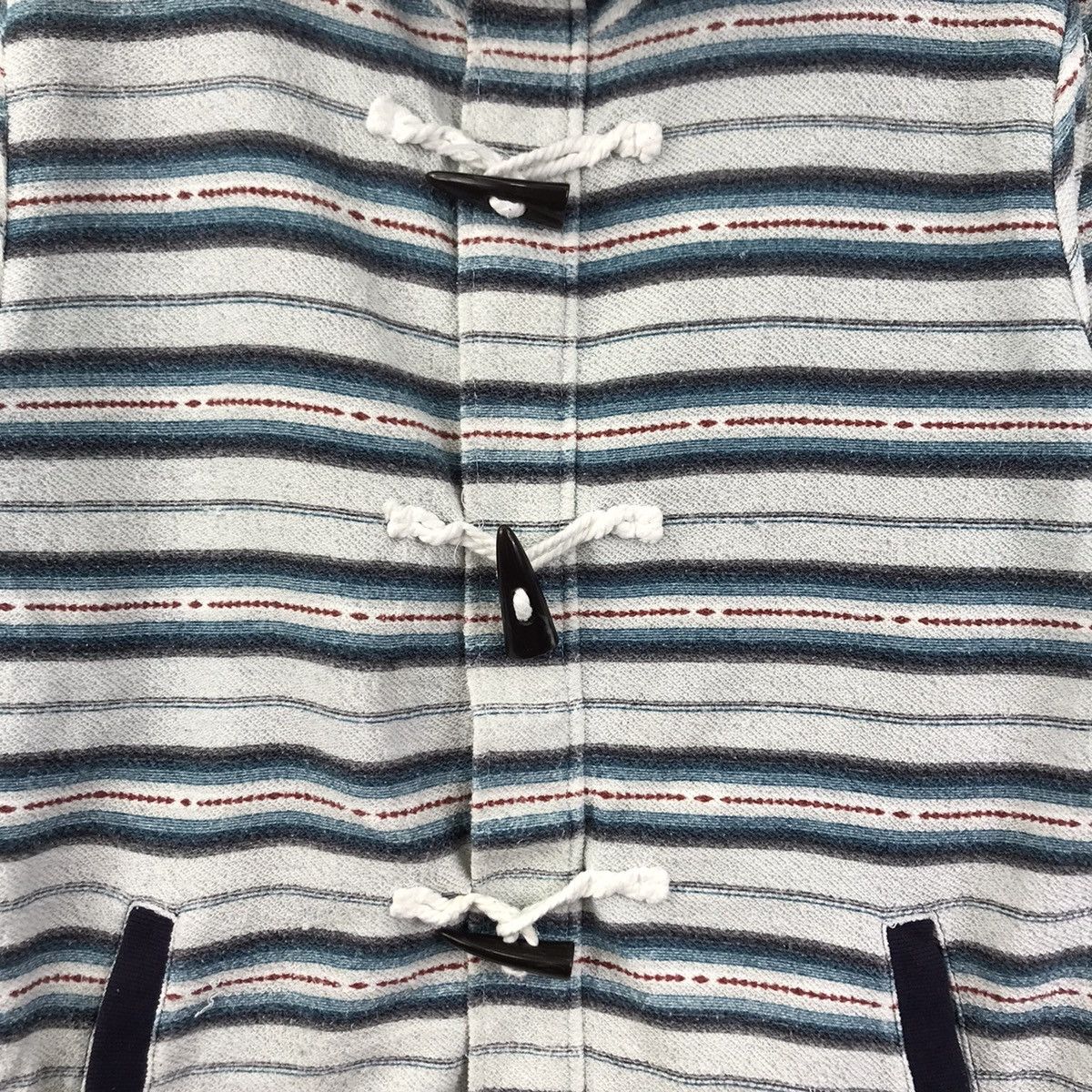 Vintage DREAM CATCHER Duffle Blue Stripes Hooded Sweater Size US L / EU 52-54 / 3 - 3 Thumbnail