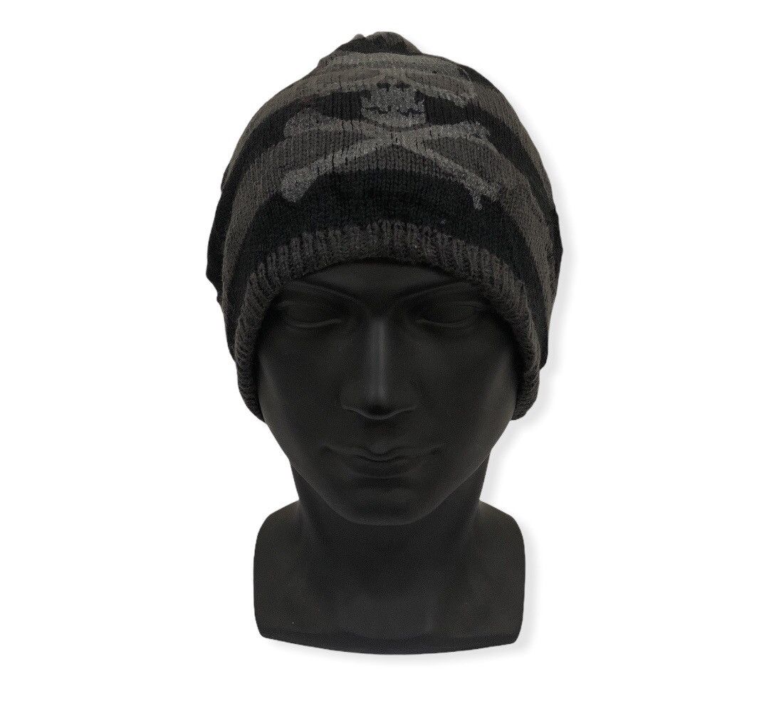 image of Seditionaries x Skulls Skulls Striped Design Reversible Beanie Hat, Men's