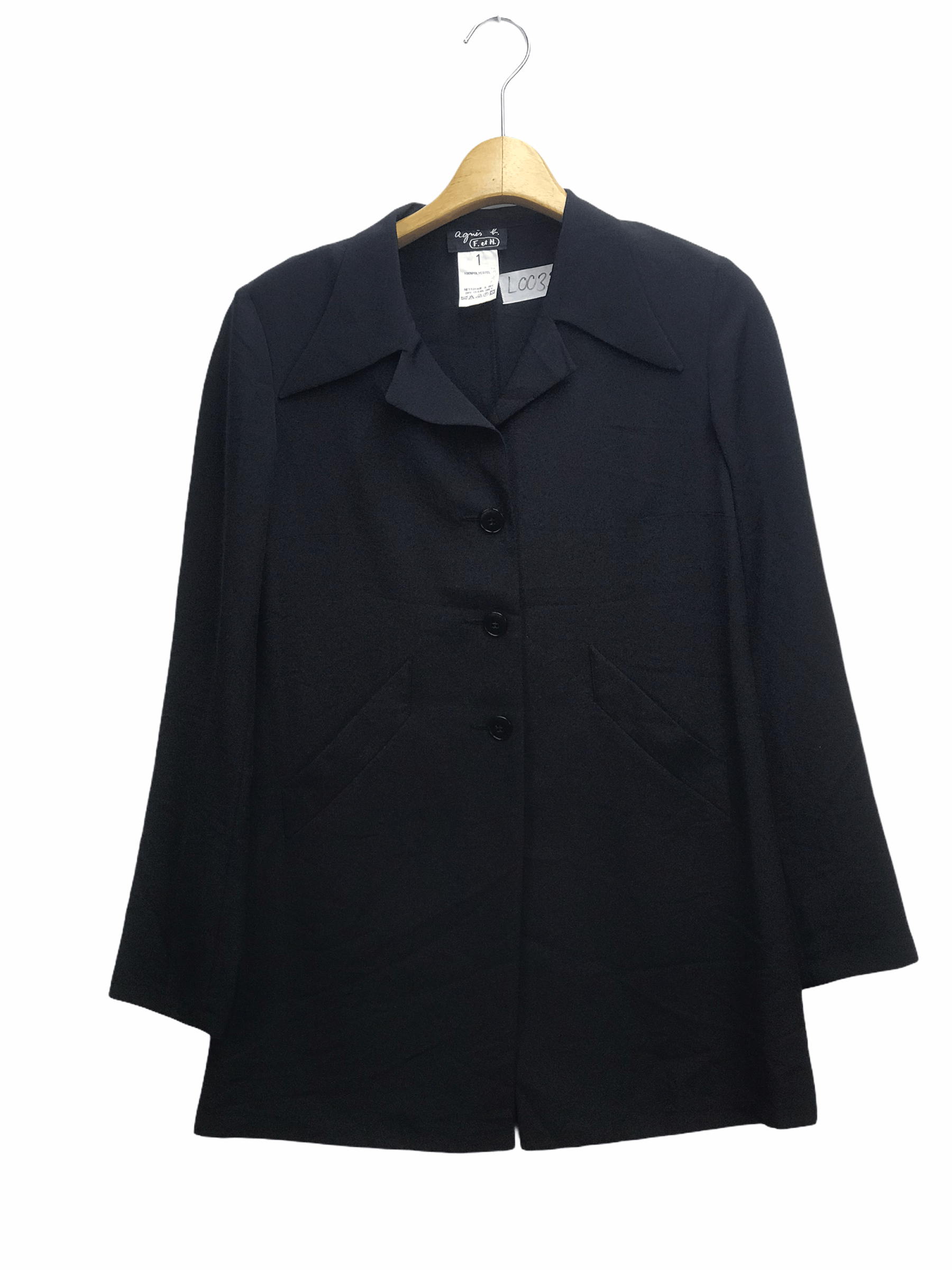 agnes b. Agnes B Minimalist Black Button Jacket Paris Designer Size S / US 4 / IT 40 - 1 Thumbnail
