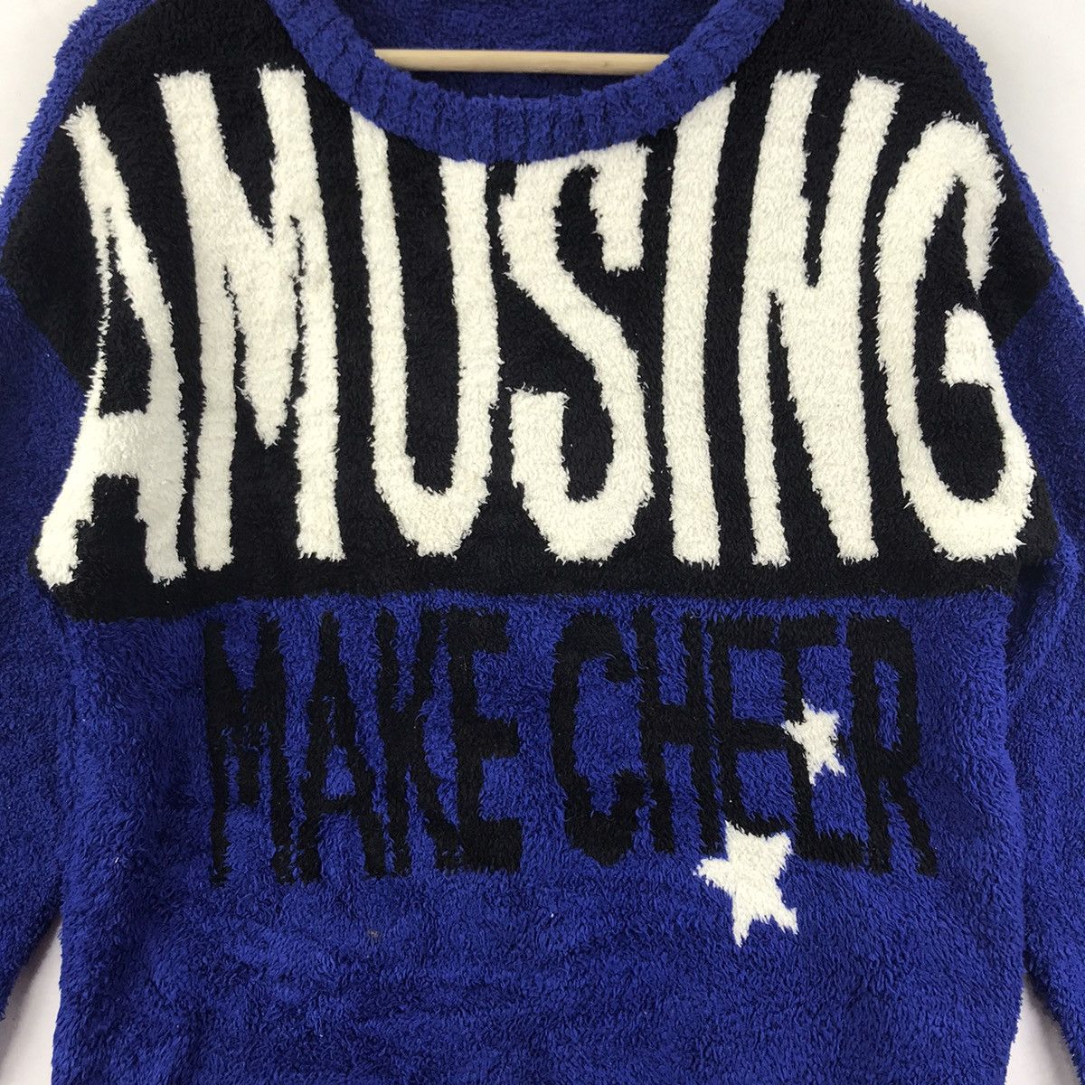 Vintage AMUSING MAKE CHEER Retro Sherpa Fleece Blue Sweatshirt Size US S / EU 44-46 / 1 - 3 Thumbnail