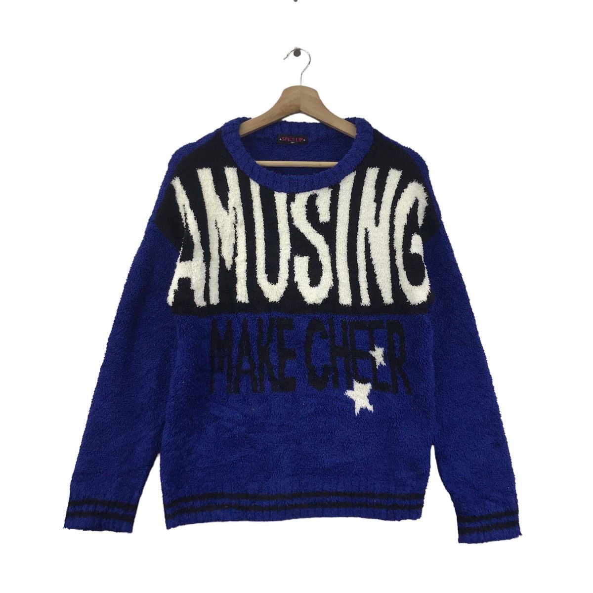 Vintage AMUSING MAKE CHEER Retro Sherpa Fleece Blue Sweatshirt Size US S / EU 44-46 / 1 - 1 Thumbnail