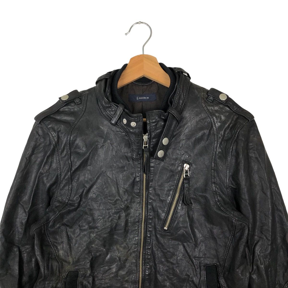 Japanese Brand VINTAGE BOMBER LEATHER JACKET RAGEBLUE JAPAN ISSEY MIYAKE Size US L / EU 52-54 / 3 - 2 Thumbnail