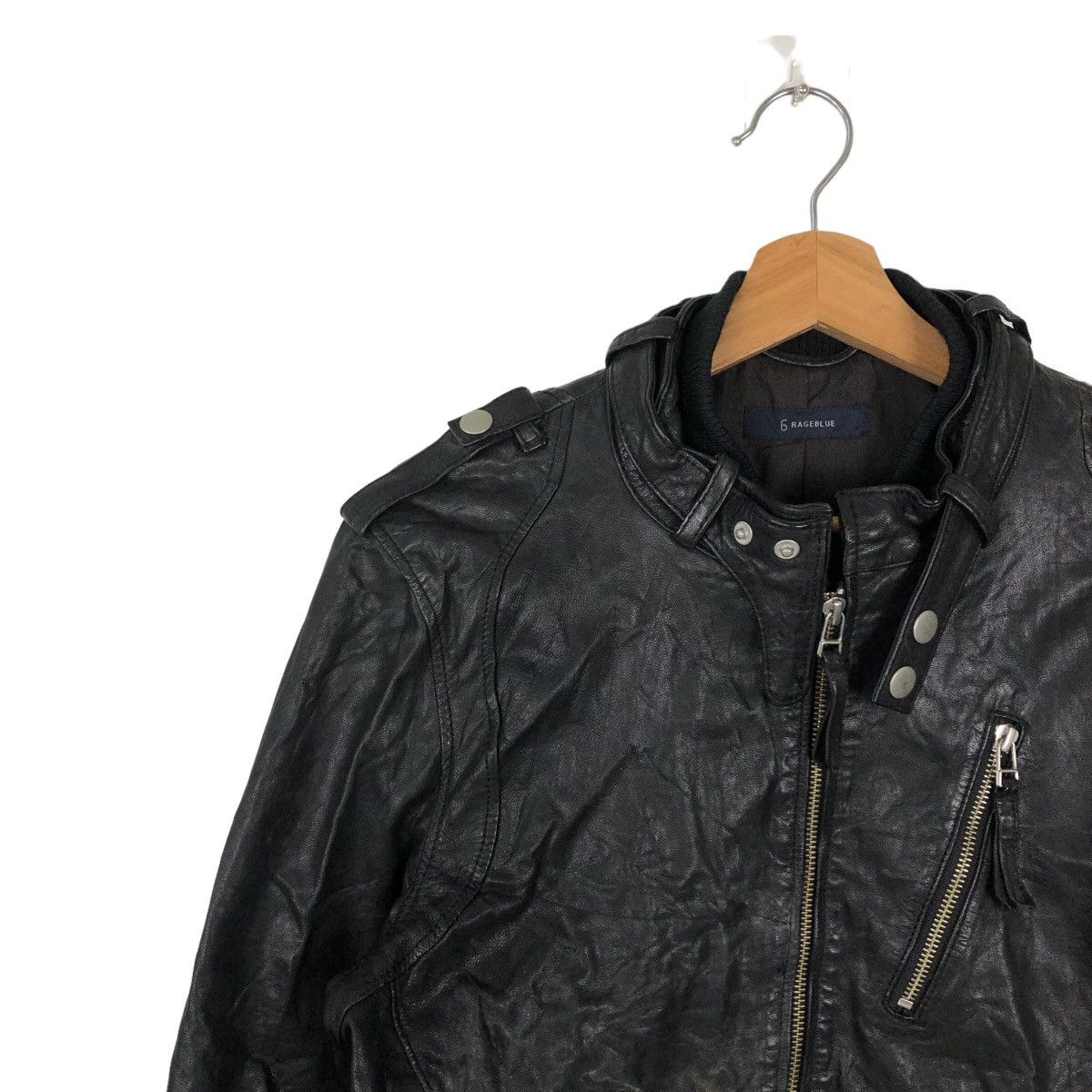 Japanese Brand VINTAGE BOMBER LEATHER JACKET RAGEBLUE JAPAN ISSEY MIYAKE Size US L / EU 52-54 / 3 - 6 Thumbnail
