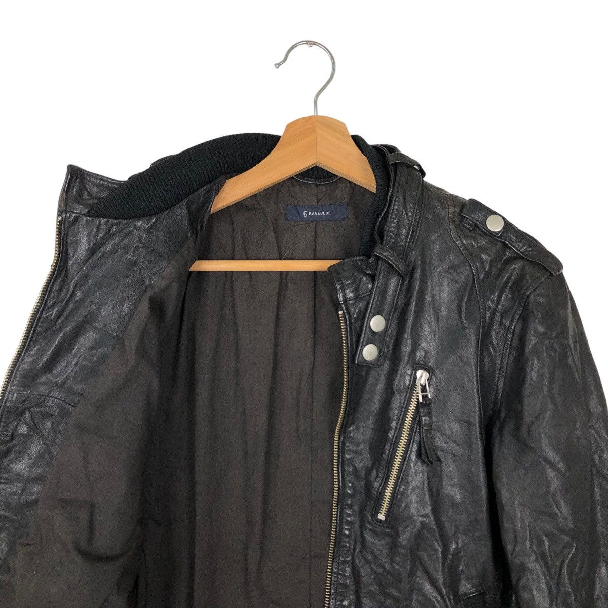 Japanese Brand VINTAGE BOMBER LEATHER JACKET RAGEBLUE JAPAN ISSEY MIYAKE Size US L / EU 52-54 / 3 - 9 Thumbnail