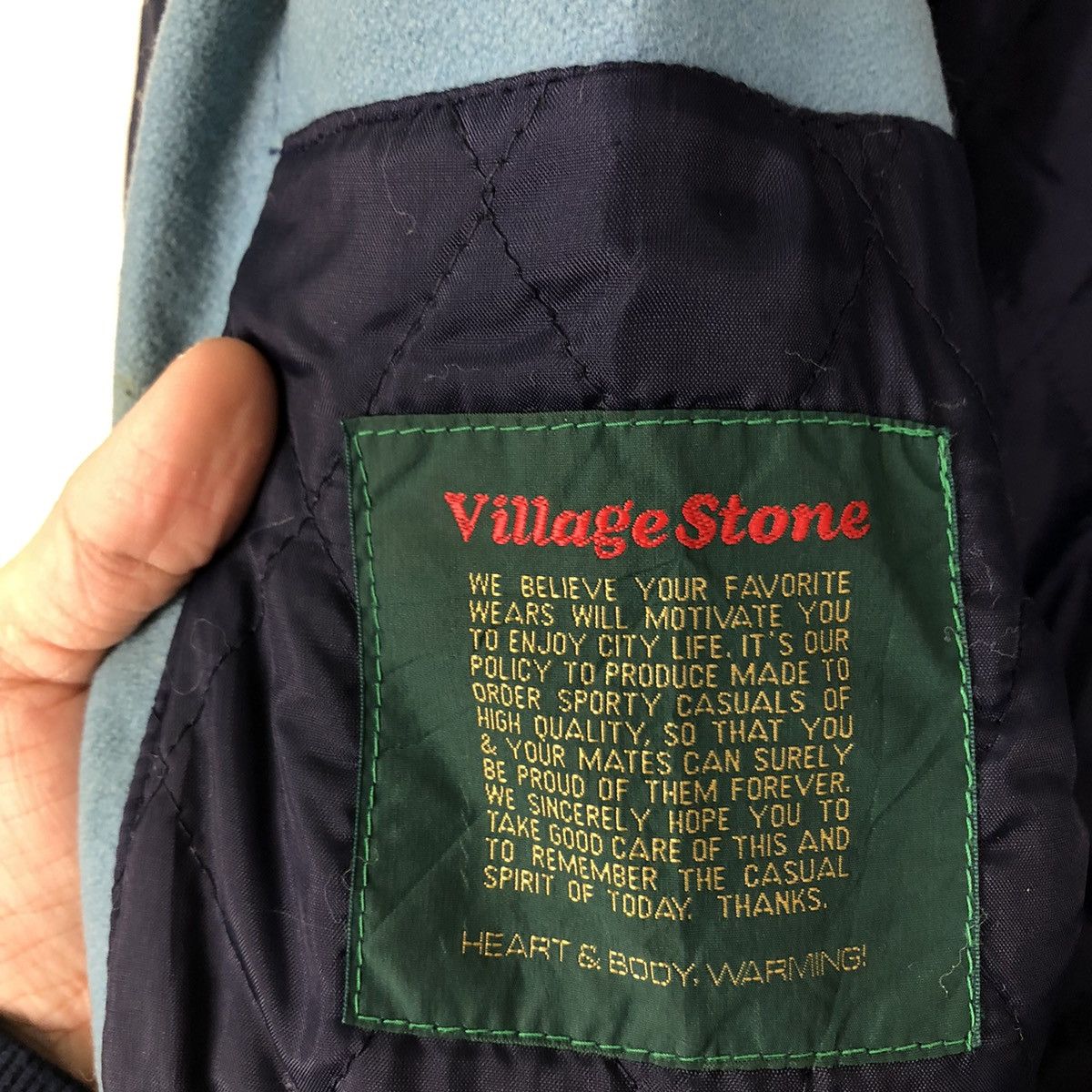 Japanese Brand VINTAGE VARSITY JACKET VILLAGE STONE LEATHER USA MADE Size US M / EU 48-50 / 2 - 11 Thumbnail
