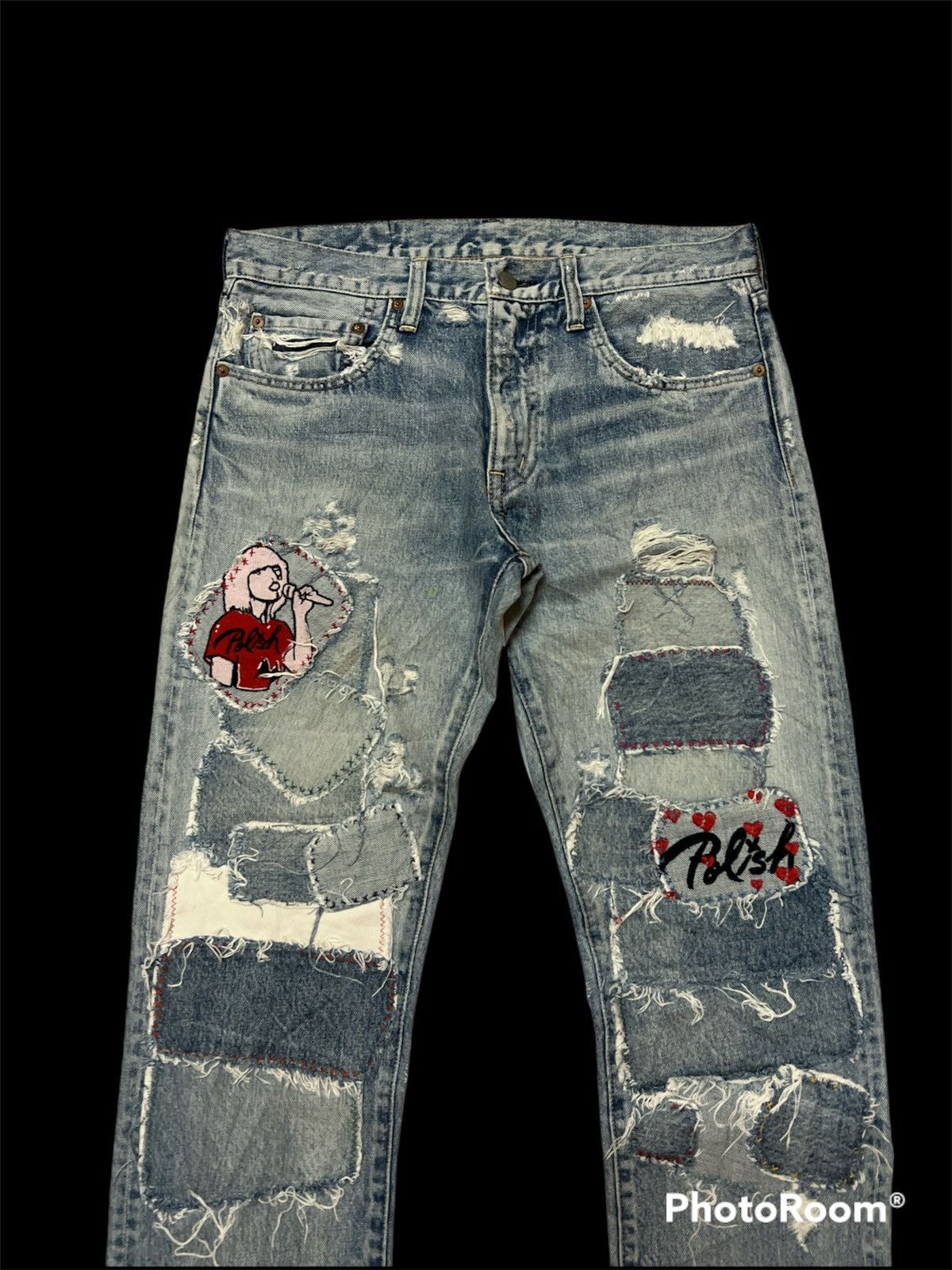 Japanese Brand Sick🔥 Japanese Brand RNA INC washer Patchwork Denim Grunge Size US 34 / EU 50 - 2 Thumbnail