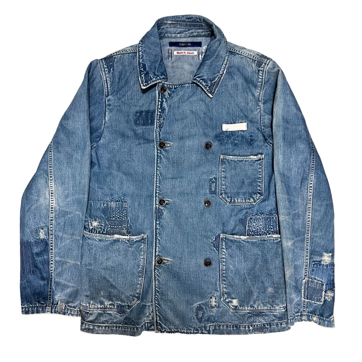 image of Vintage Kapital Boro Sashiko Coverall Jacket in Indigo Denim, Men's (Size XL)
