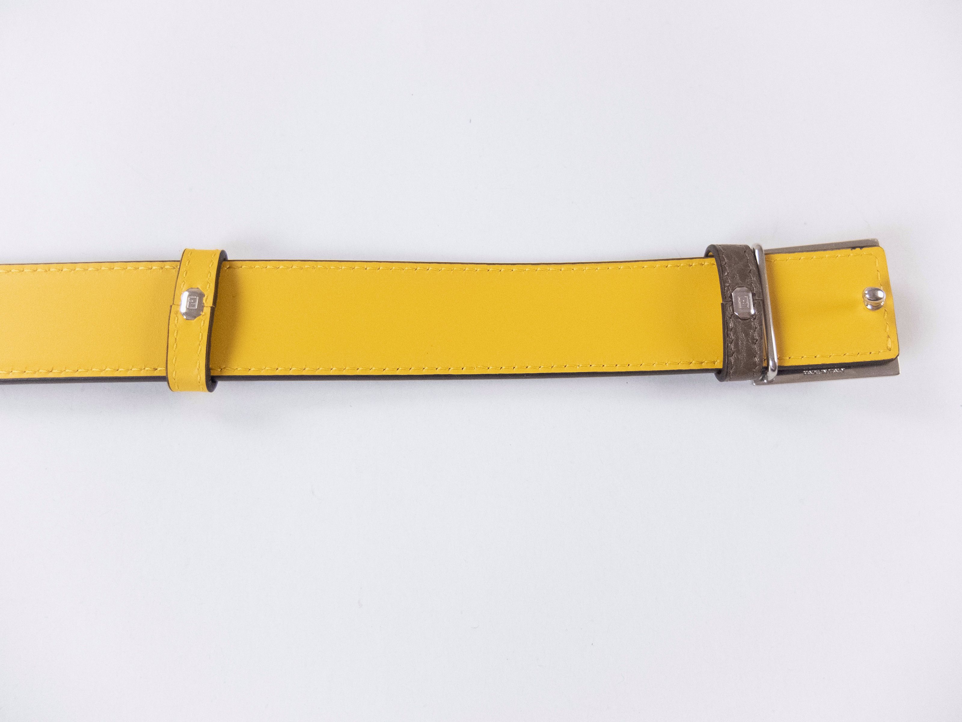 Fendi FENDI brown & yellow reversible FF monogram buckle belt 90 Size 34 - 6 Thumbnail