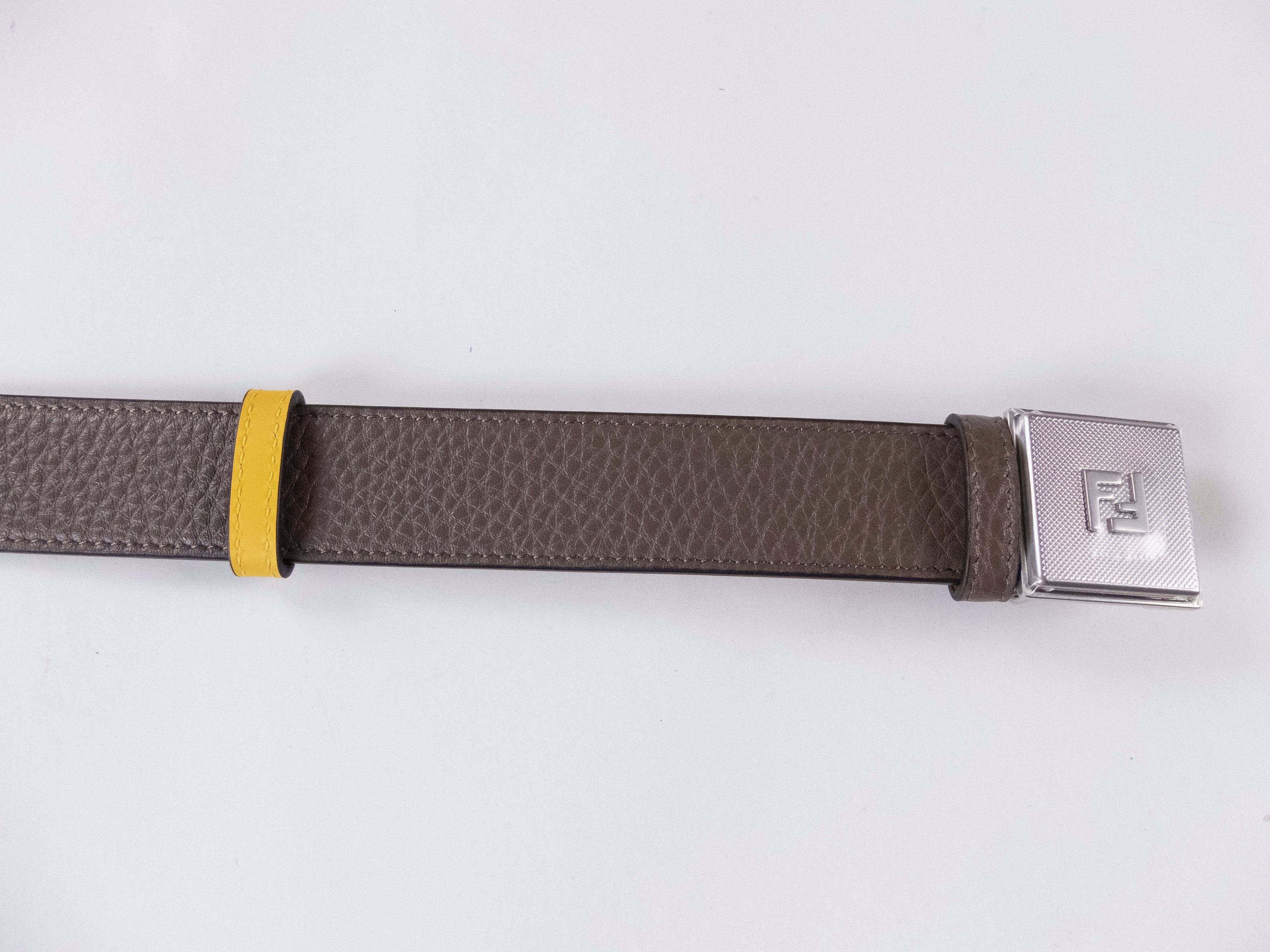 Fendi FENDI brown & yellow reversible FF monogram buckle belt 90 Size 34 - 4 Thumbnail
