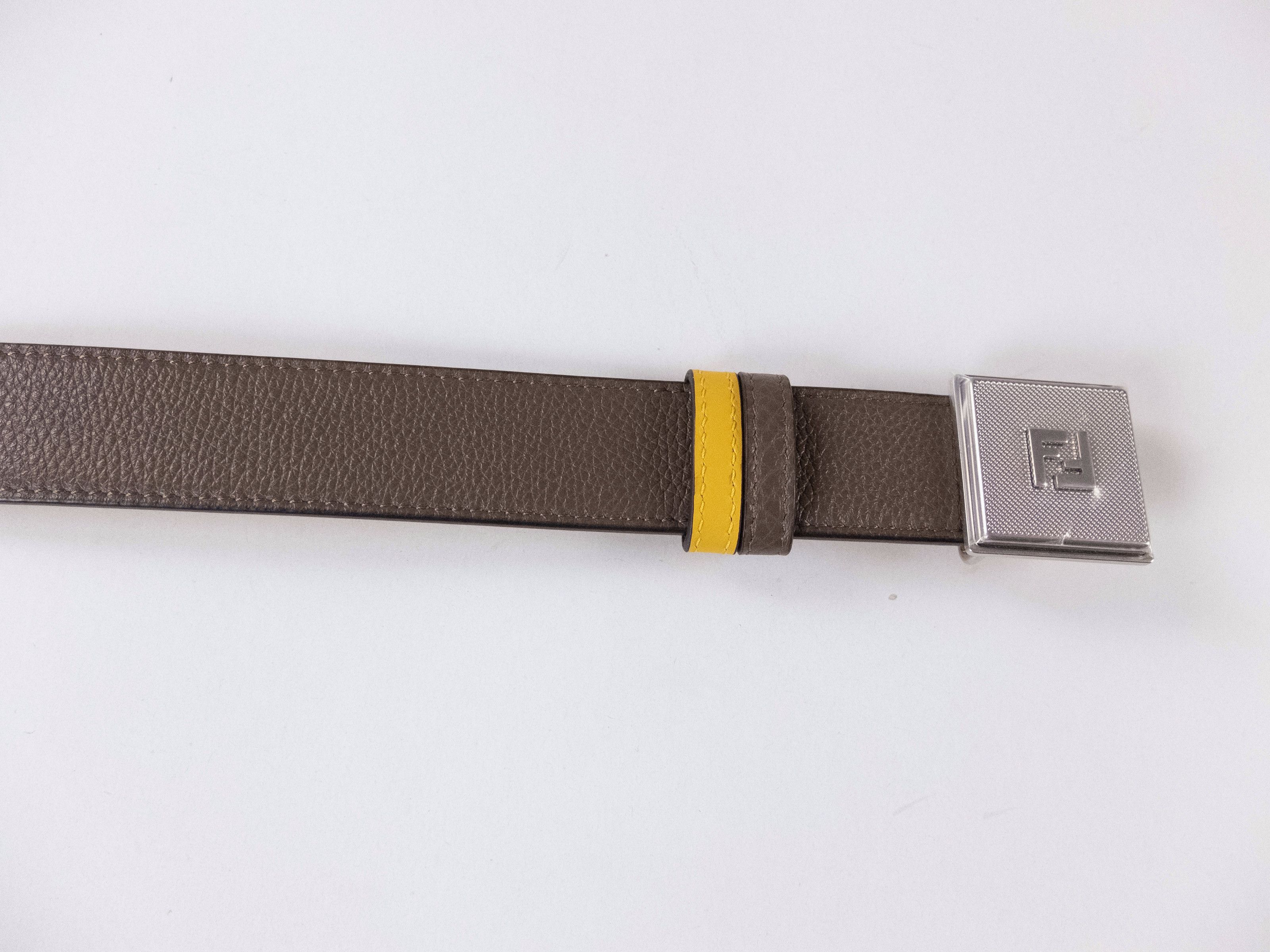 Fendi FENDI brown & yellow reversible FF monogram buckle belt 95 Size 36 - 3 Thumbnail