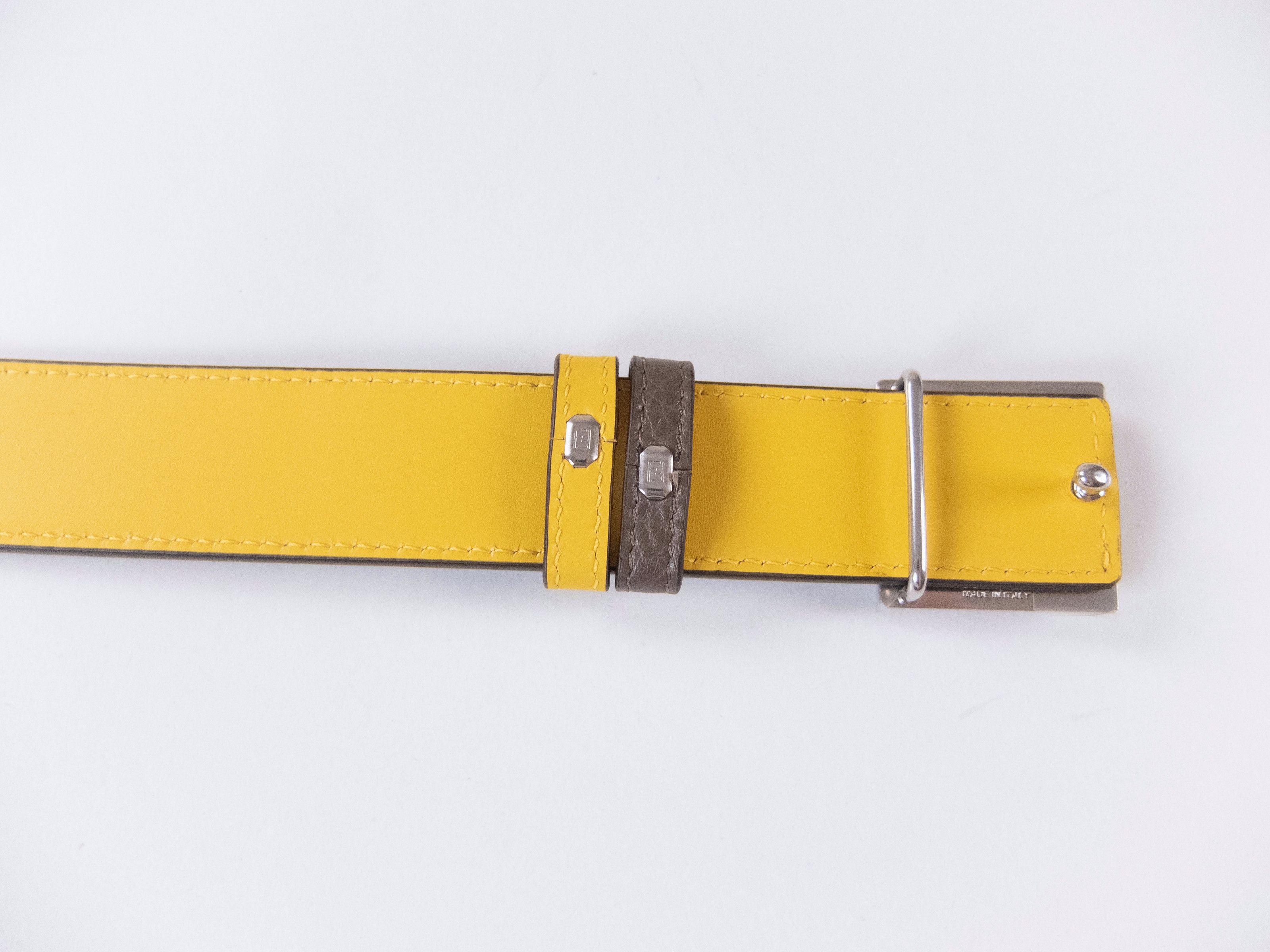 Fendi FENDI brown & yellow reversible FF monogram buckle belt 95 Size 36 - 4 Thumbnail
