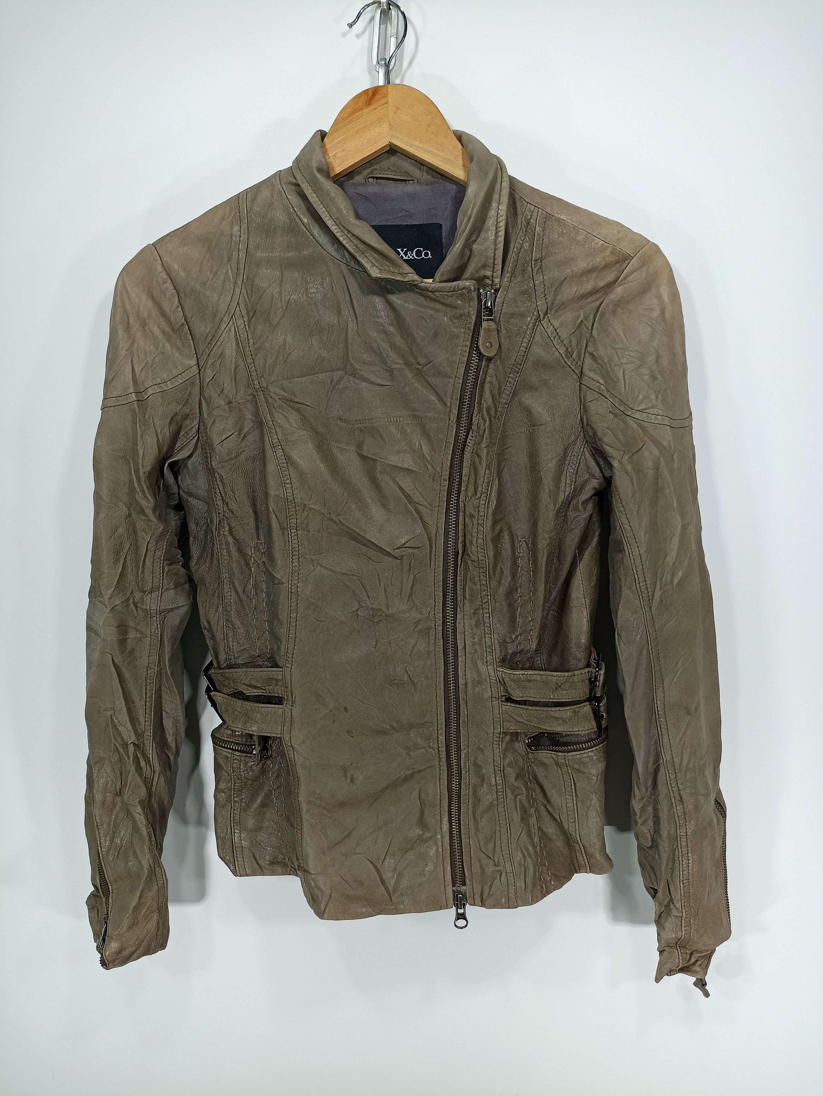 image of Vintage Max & Co Leather Jacket, Women's (Size Medium)